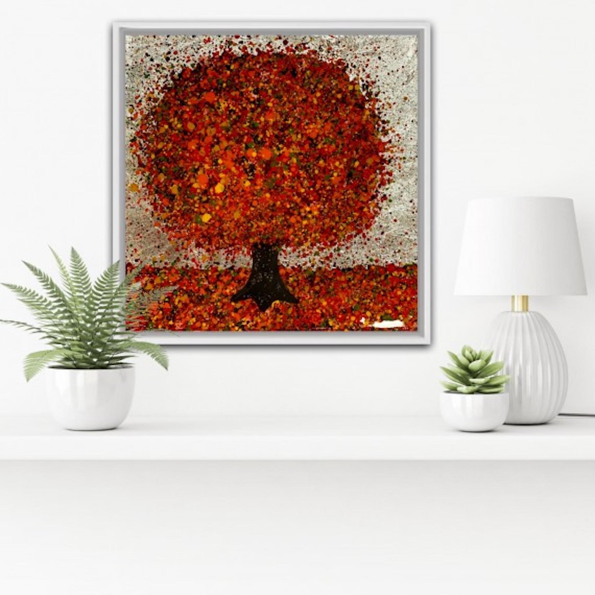 Una frizzante giornata d'autunno, Nicky Chubb, Pittura originale, Paesaggio floreale con albero in vendita 4