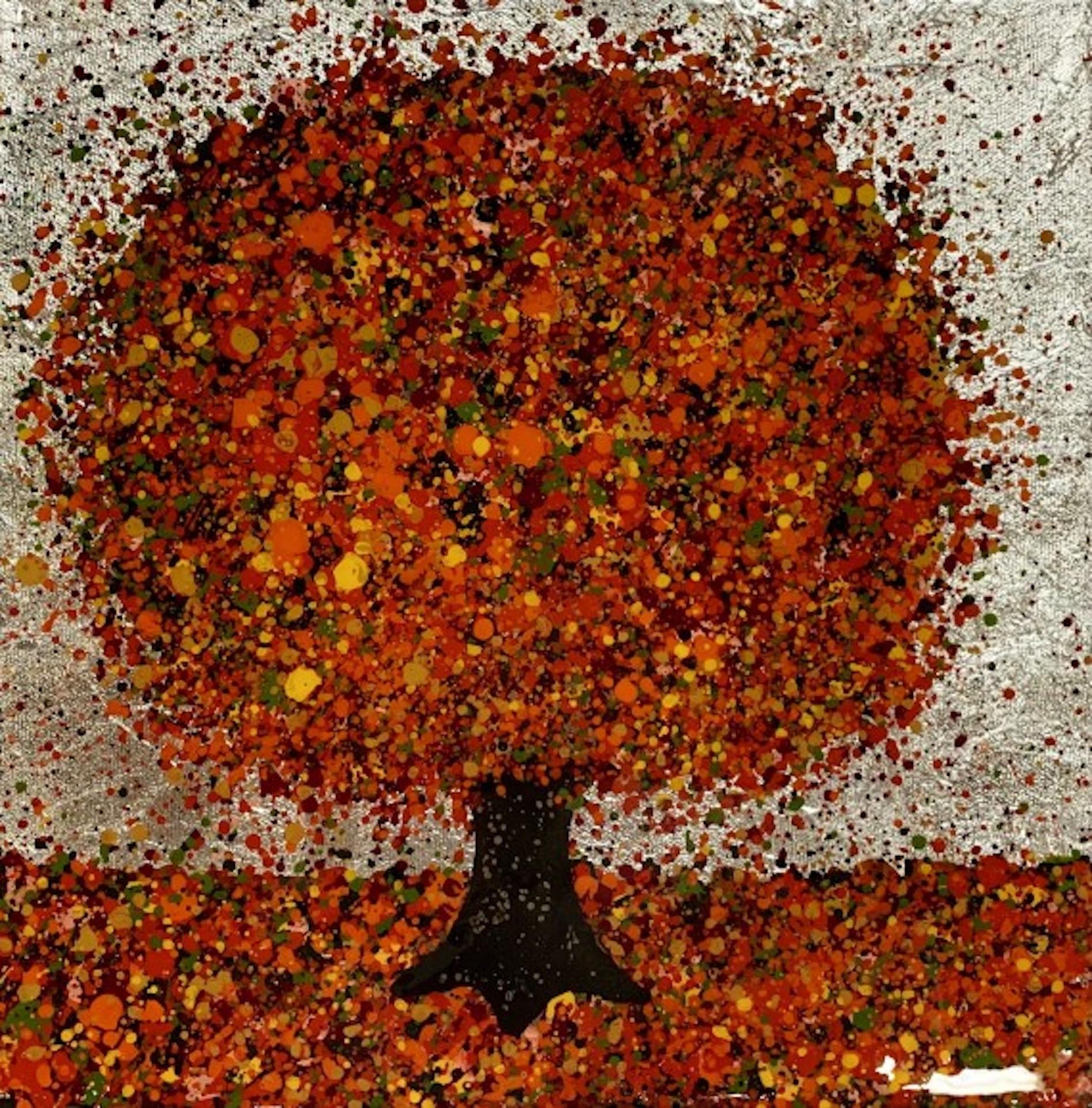 Nicky Chubb: „Ein funkelnder Herbsttag“, Originalgemälde, geblümte Baumlandschaft