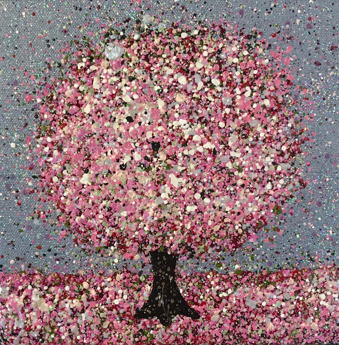 Un día resplandeciente, Pintura original, Paisaje, Arte rosa, Arte textural - Painting Contemporáneo de Nicky Chubb