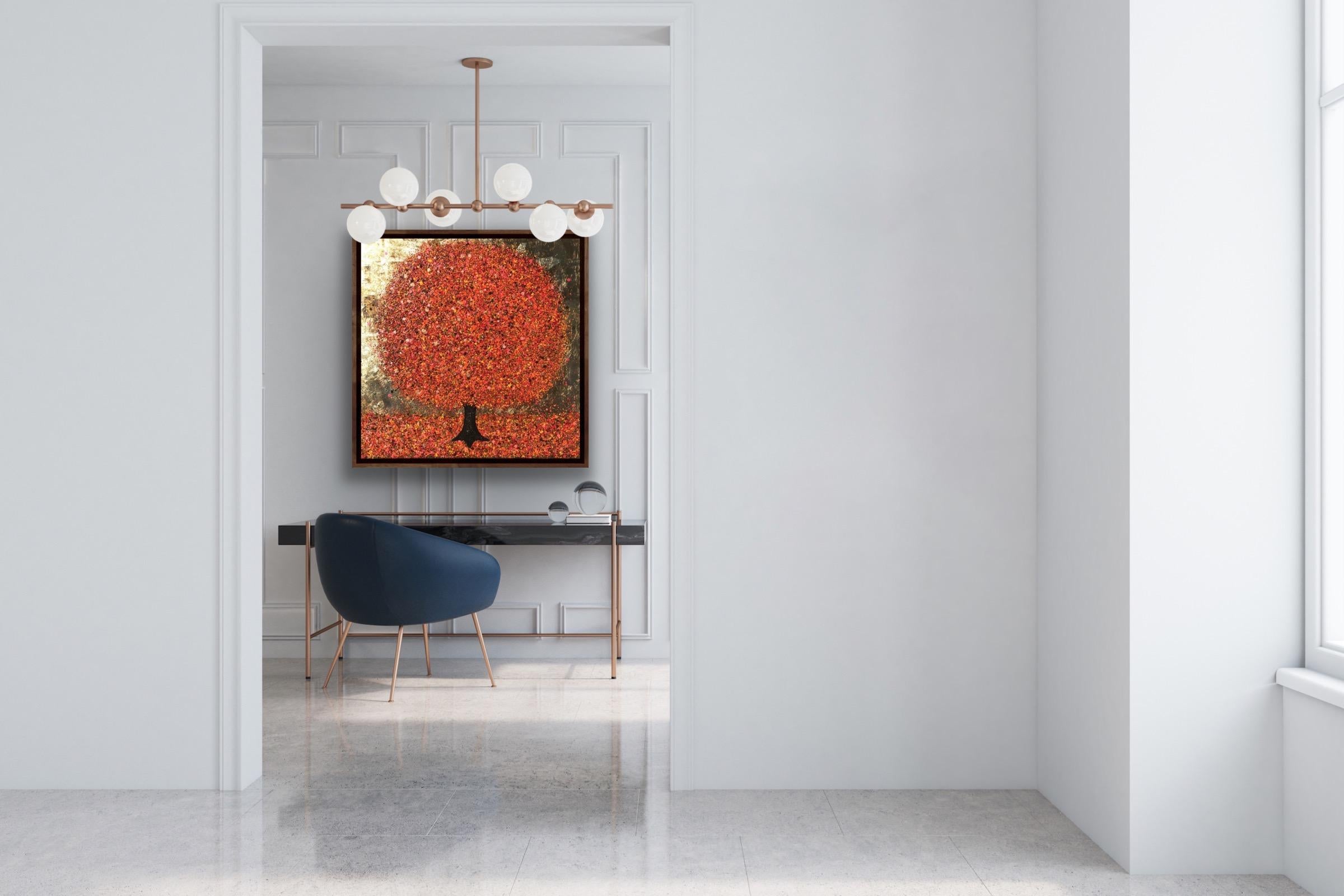 Autumn's Golden Heart, Art abstrait sur les arbres, Art contemporain, Art abordable en vente 7