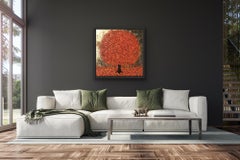 Autumn’s Golden Heart, Abstract Tree Art, Contemporary Art, Affordable Art