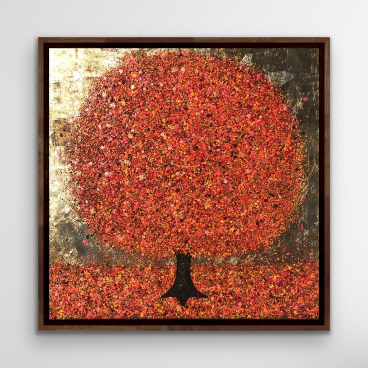 Autumn’s Golden Heart, Abstract Tree Art, Contemporary Art, Affordable Art For Sale 1