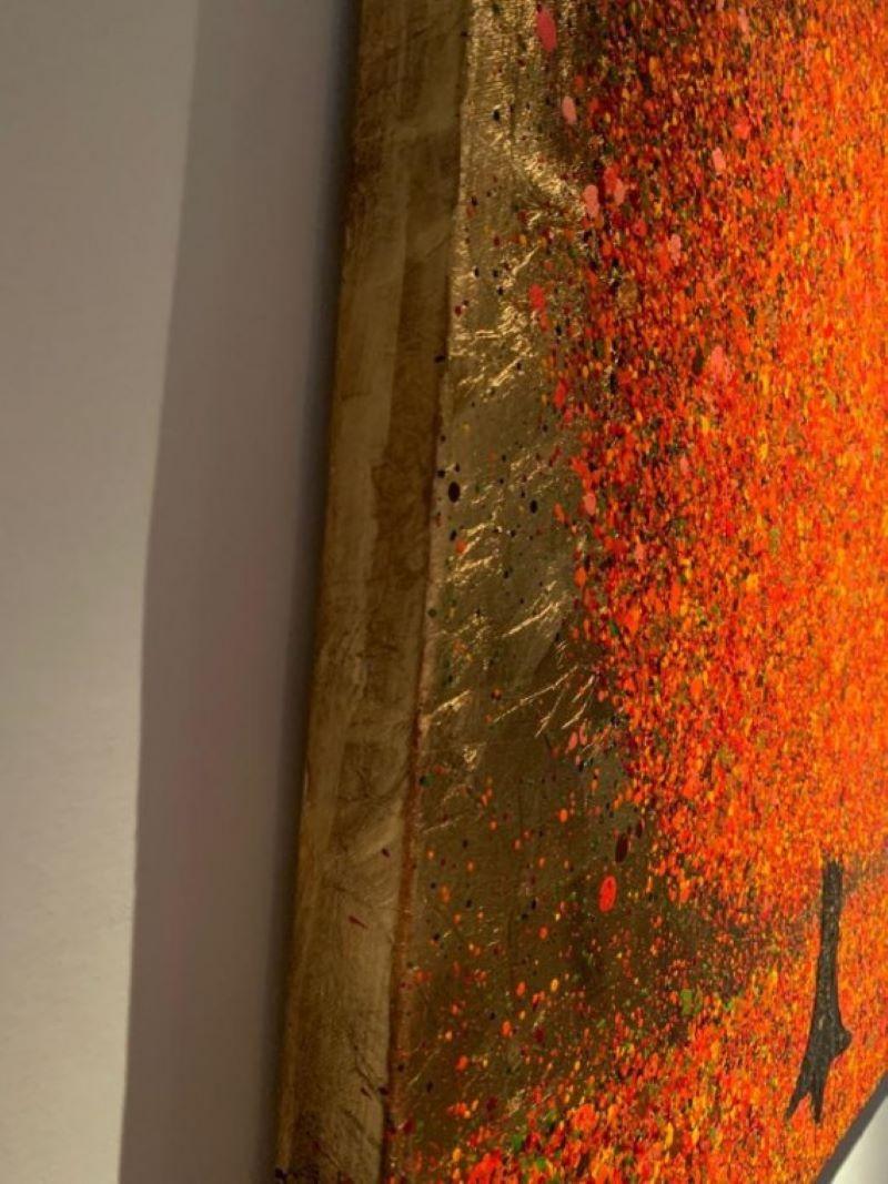 Autumn's Golden Heart, Art abstrait sur les arbres, Art contemporain, Art abordable en vente 1