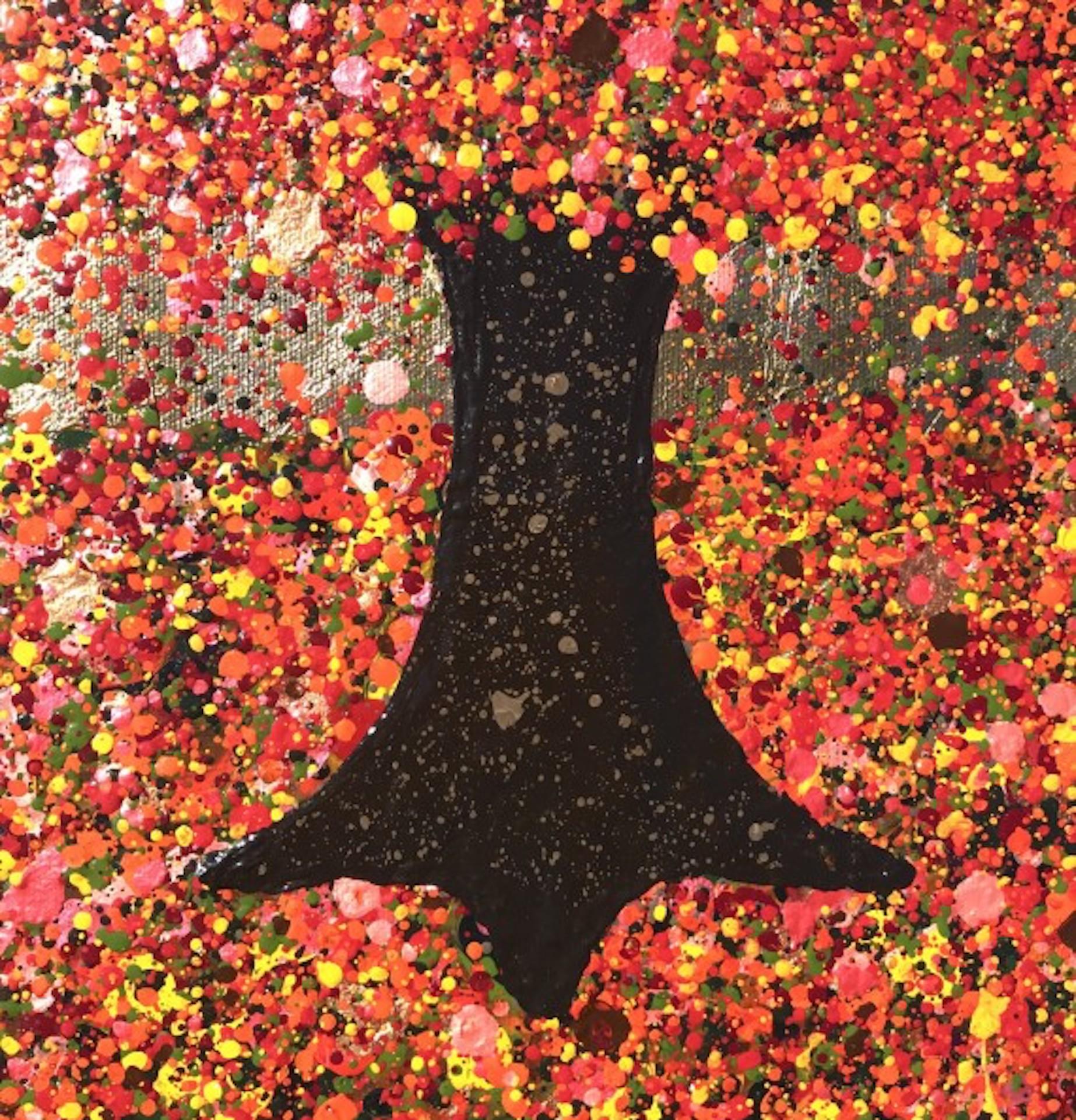 Autumn's Golden Heart, Art abstrait sur les arbres, Art contemporain, Art abordable en vente 3