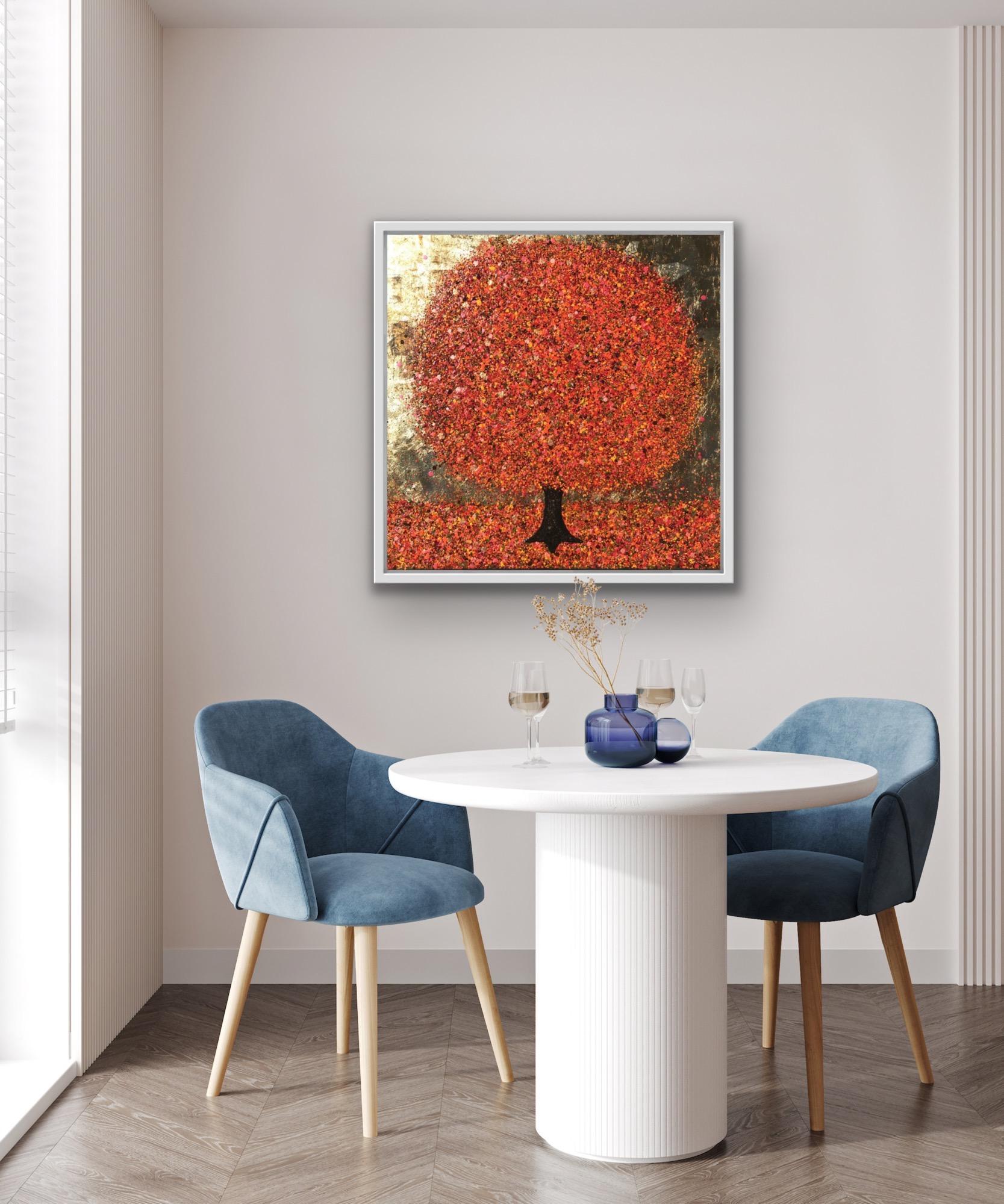 Autumn’s Golden Heart, Abstract Tree Art, Contemporary Art, Affordable Art For Sale 6