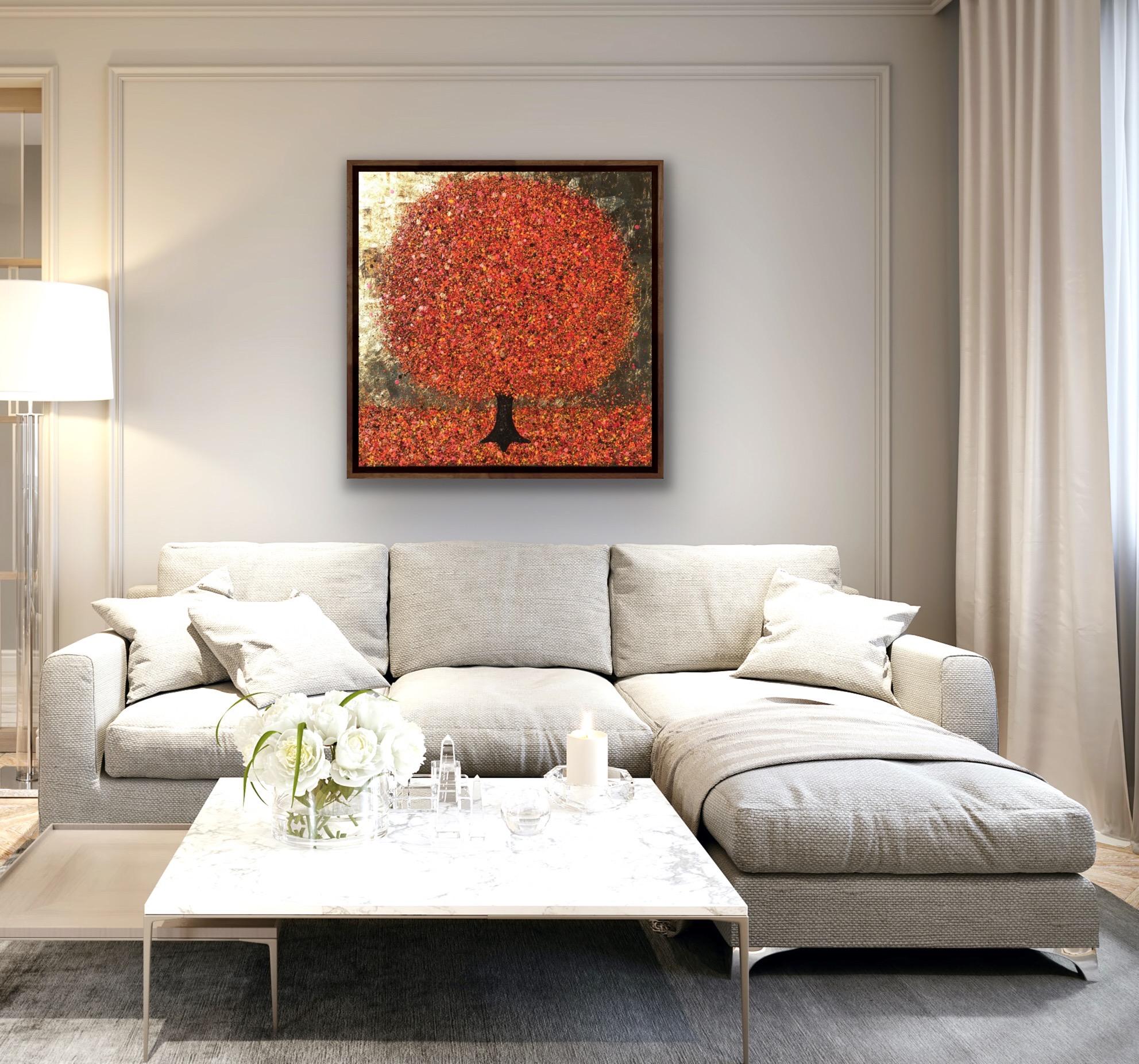 Autumn's Golden Heart, Art abstrait sur les arbres, Art contemporain, Art abordable en vente 6