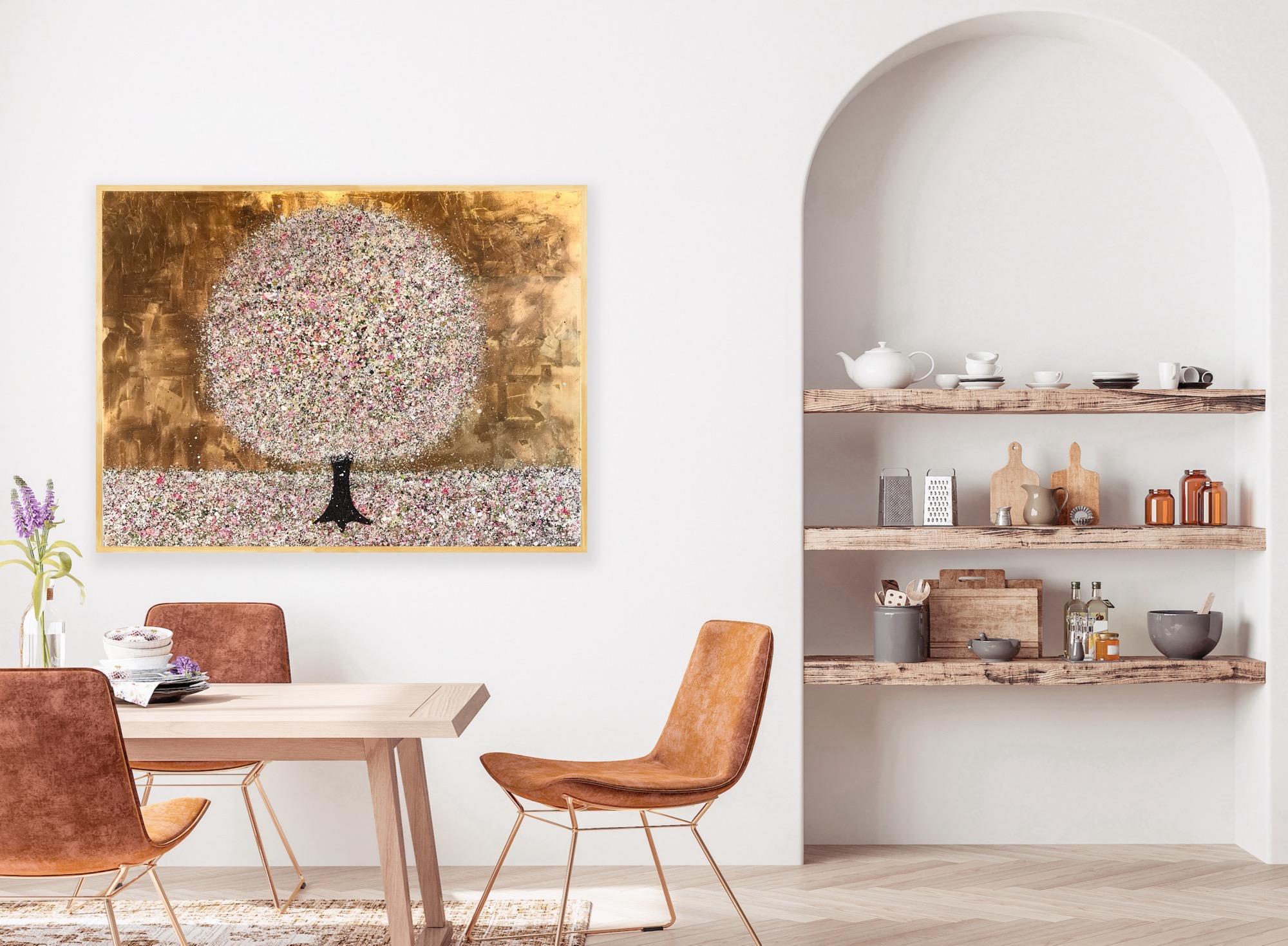 Bliss, peinture originale, Tree Art, Landscape, Gold Art en vente 5