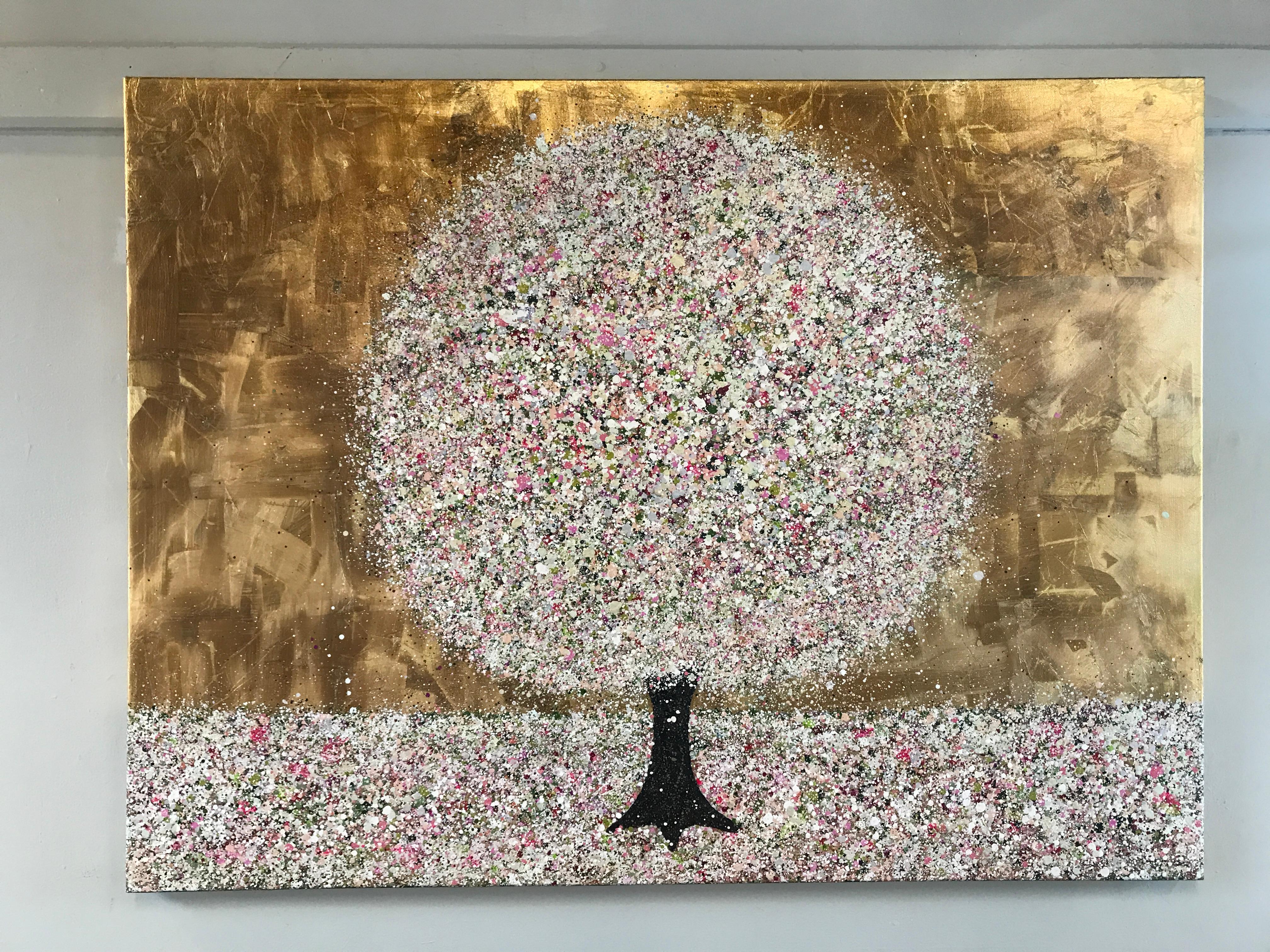 Bliss, peinture originale, Tree Art, Landscape, Gold Art - Painting de Nicky Chubb