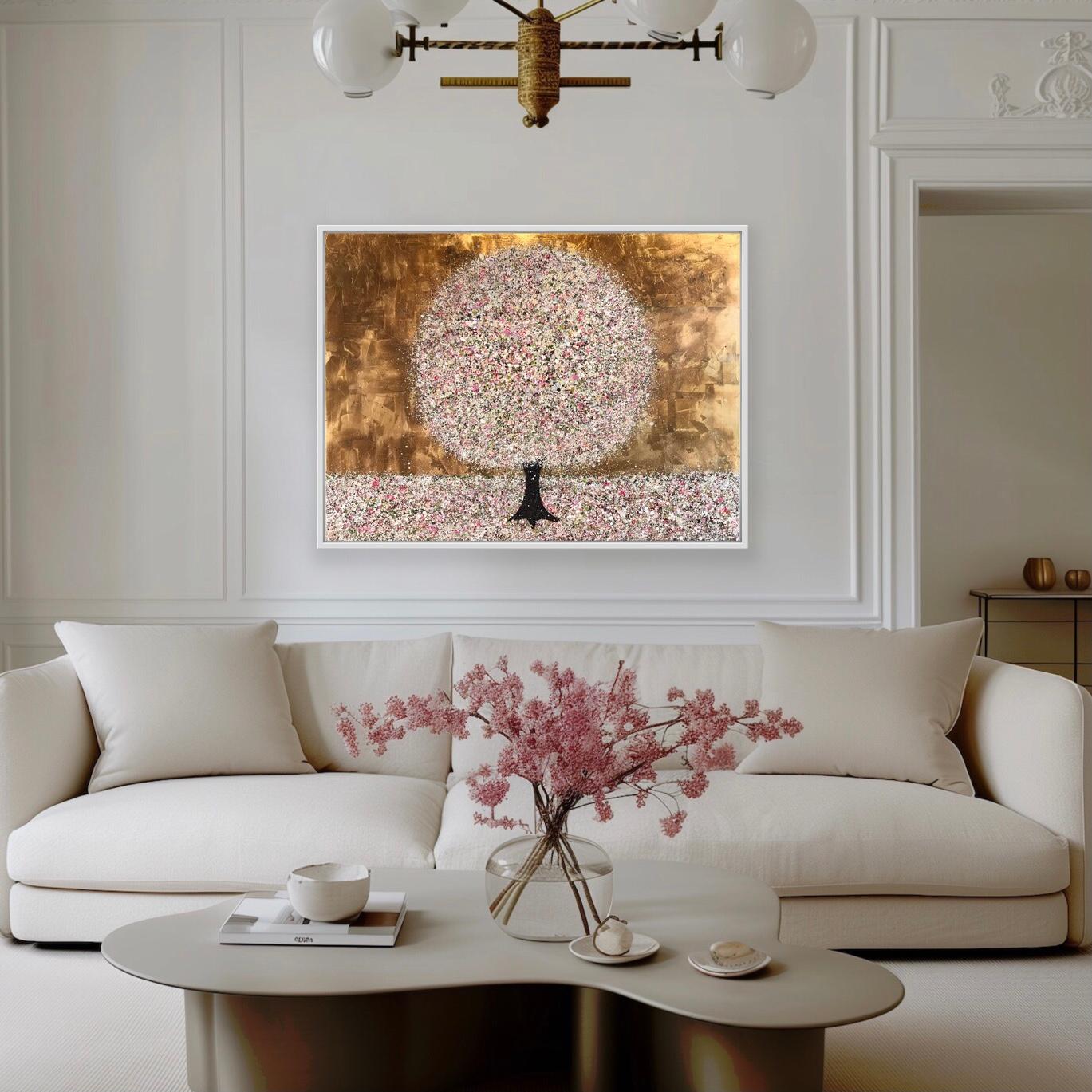 Bliss, peinture originale, Tree Art, Landscape, Gold Art en vente 4