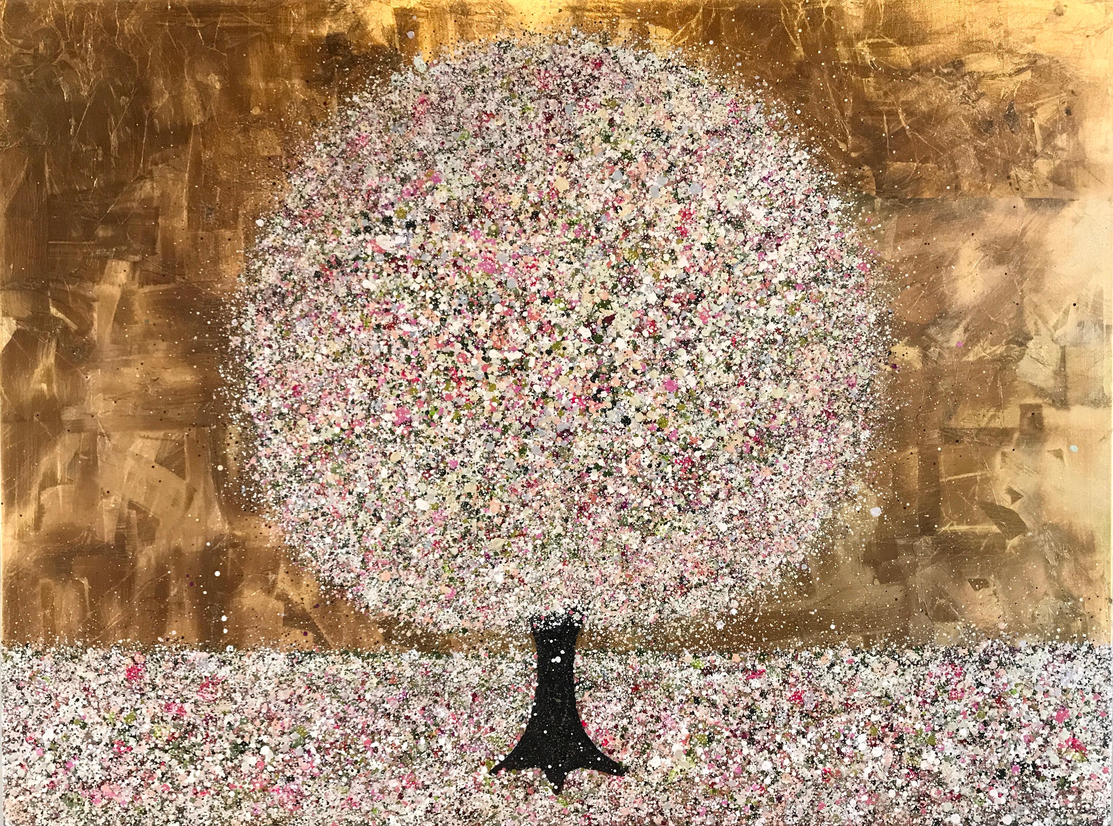Landscape Painting Nicky Chubb - Bliss, peinture originale, Tree Art, Landscape, Gold Art