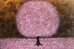 Floraison printanière, art contemporain lumineux sur les arbres, Pop Art style impressionniste