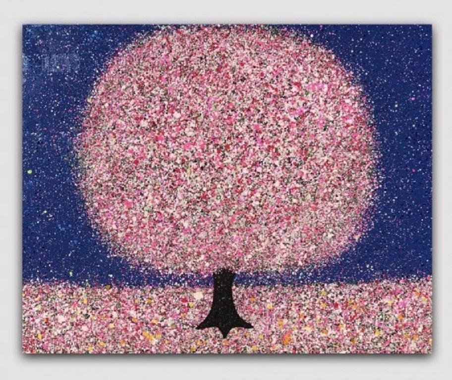 CHERRY BLOSSOM AND MOONLIGHT - Painting by Nicky Chubb