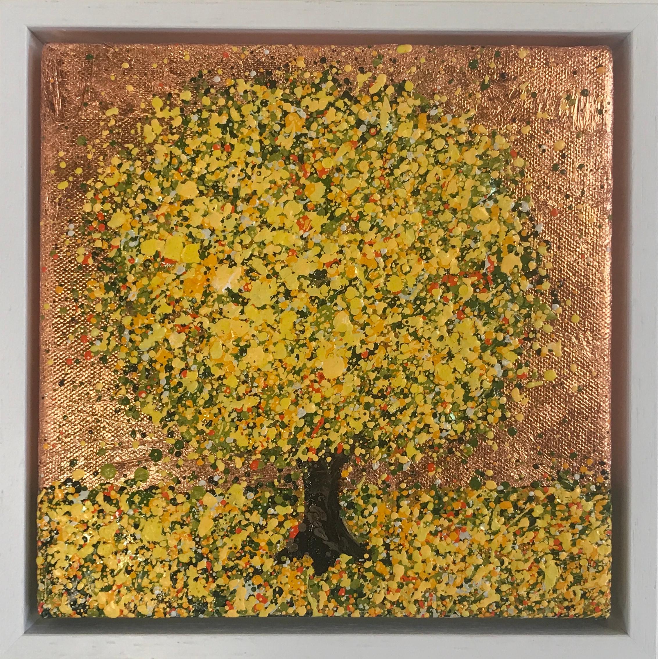 Árbol del sol de cobre, Pintura original, Paisaje, Arte arbóreo, Arte textural - Painting Contemporáneo de Nicky Chubb