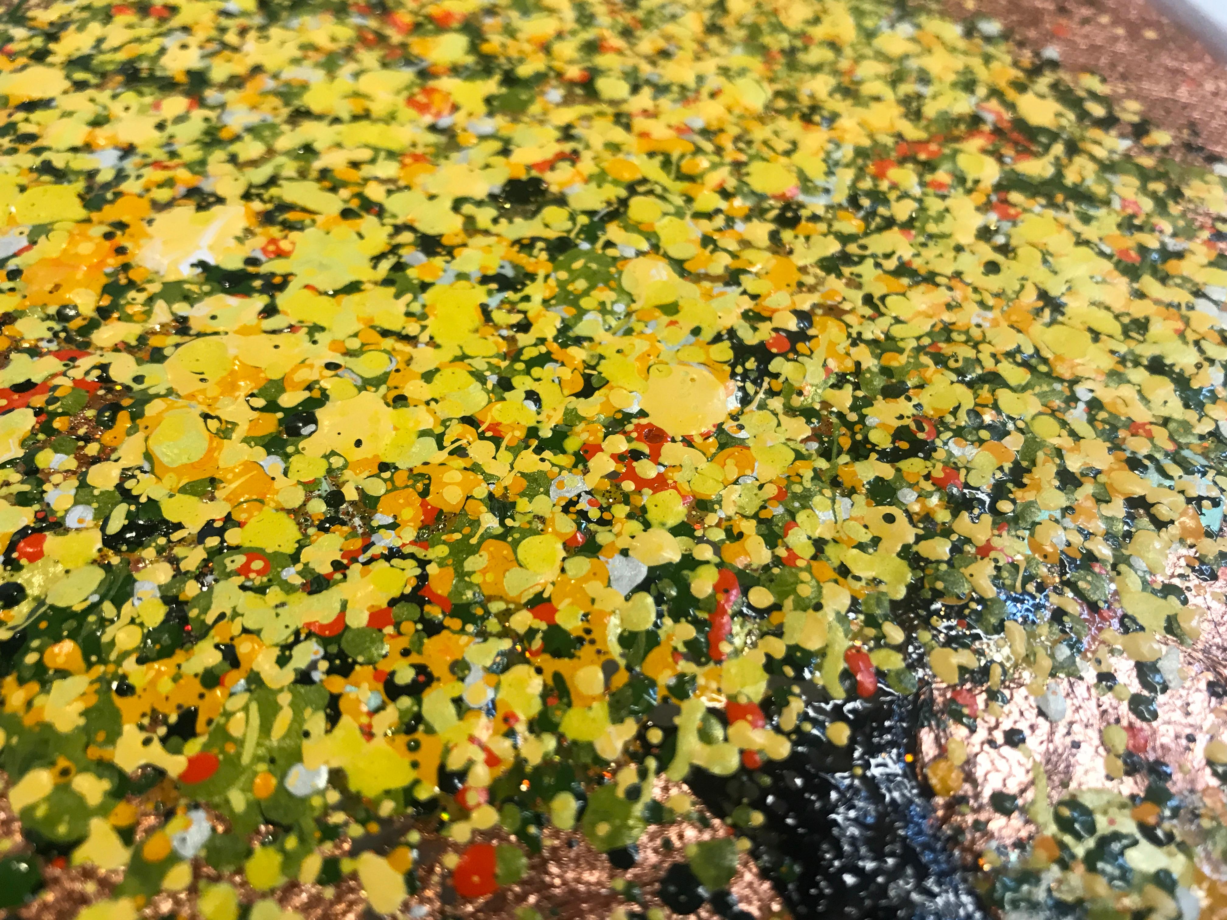 Árbol del sol de cobre, Pintura original, Paisaje, Arte arbóreo, Arte textural en venta 2