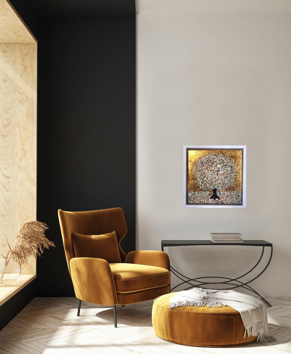 Flor suave, Pintura original, Paisaje, Arte arbóreo, Arte textural en venta 3