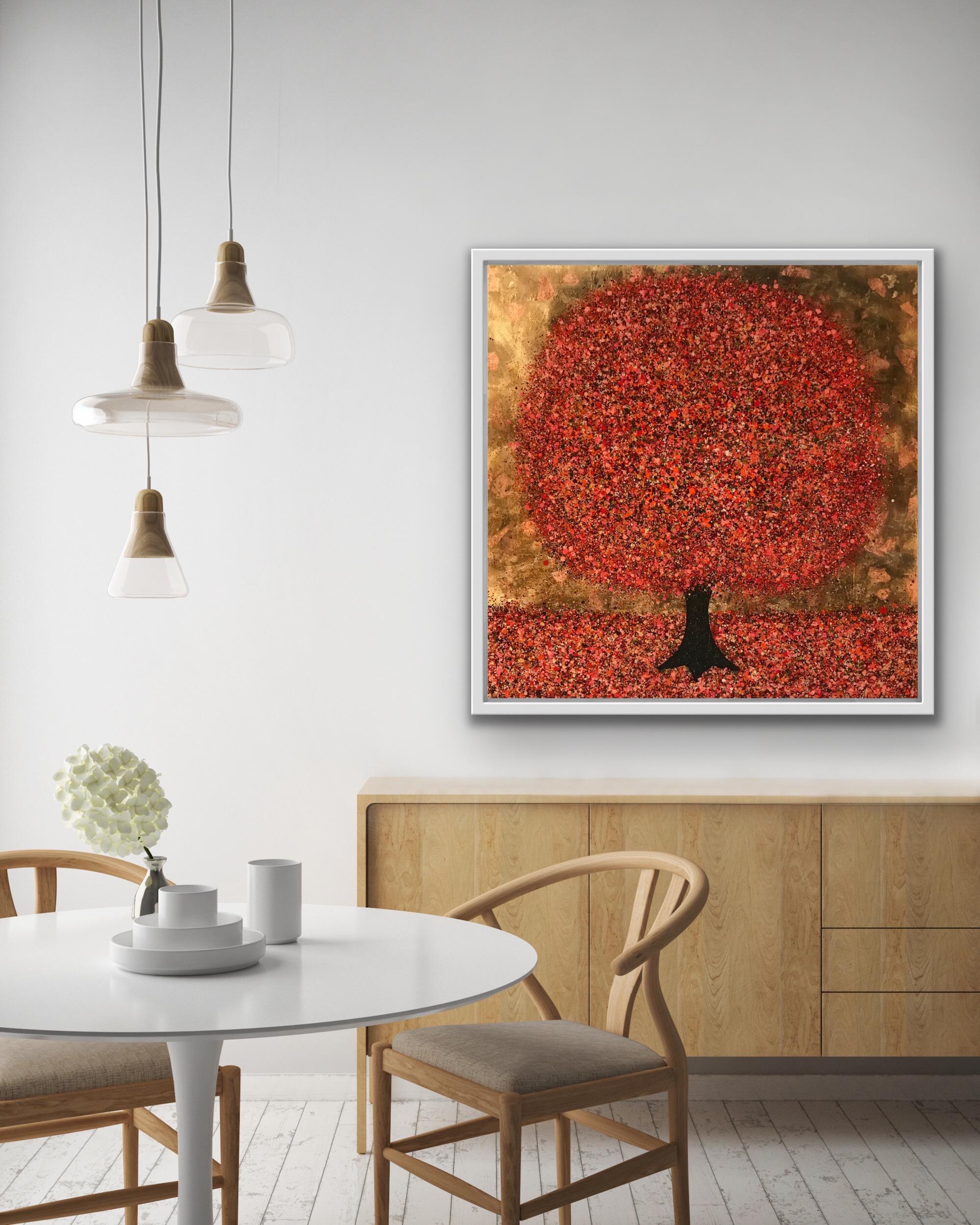 Glittering Autumn, Nicky Chubb, Original Tree Painting, Bright Contemporary Art For Sale 4