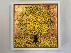 Golden Days 2024, Original painting, Landscape, Tree Art, Textural art