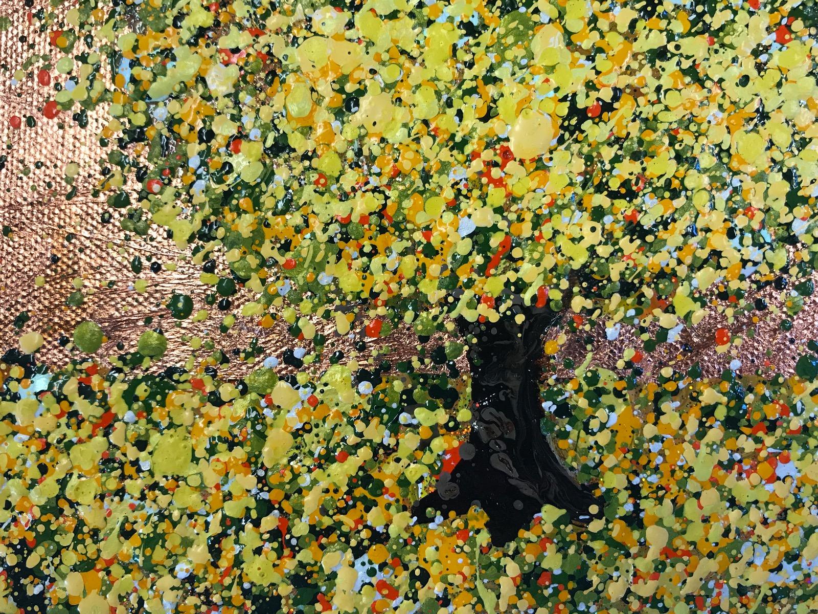 Días Dorados 2024, Pintura original, Paisaje, Arte arbóreo, Arte textural - Painting Contemporáneo de Nicky Chubb