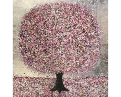 Happy Blossom and a Silver Sky Acryl auf Leinwand Gemälde von Nicky Chubb, 2020