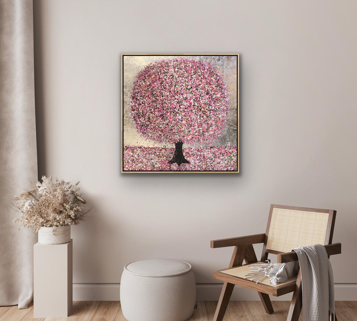 Happy Blossom and a Silver Sky by Nicky Chubb, Pop art , Tree painting [2020] For Sale 1