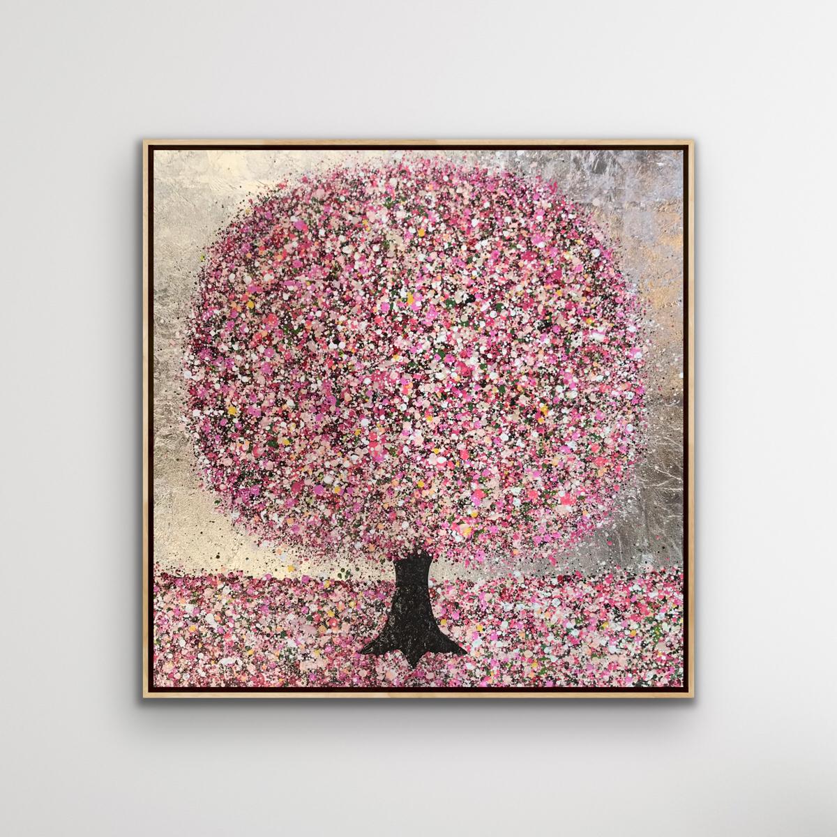 Happy Blossom and a Silver Sky by Nicky Chubb, Pop art , Tree painting [2020] For Sale 2