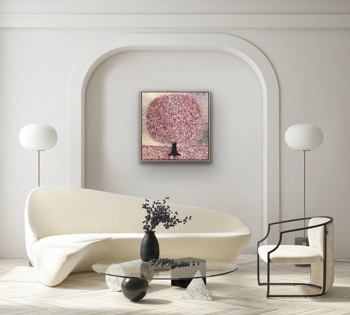 Happy Blossom and a Silver Sky by Nicky Chubb, Pop art , Tree painting [2020] For Sale 8