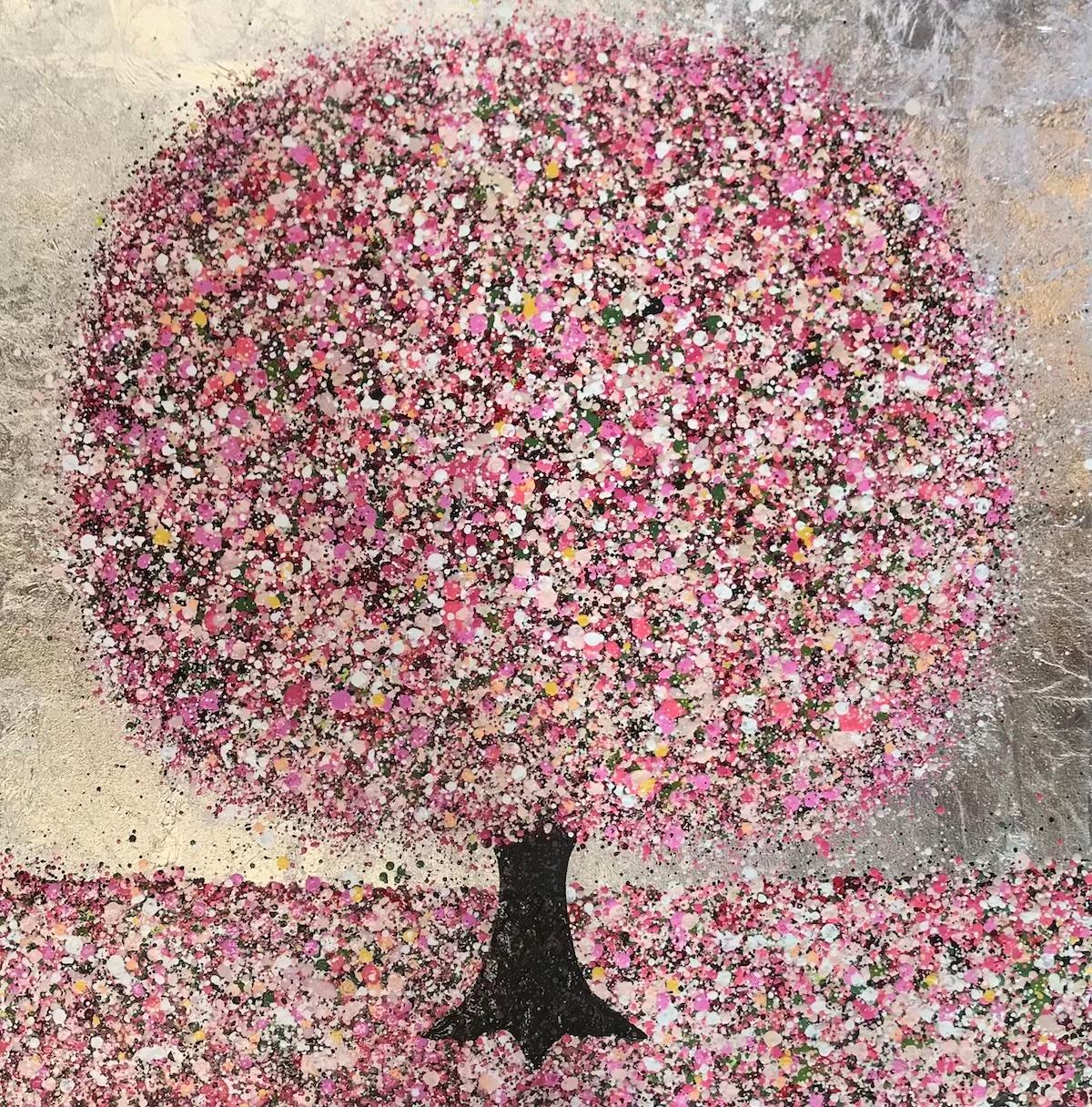 Happy Blossom and a Silver Sky by Nicky Chubb [2020]
original and hand signed by the artist 
Acrylic on Canvas
Image size: H:76 cm x W:76 cm
Complete Size of Unframed Work: H:76 cm x W:76 cm x D:4cm
Sold Unframed
Please note that insitu images are