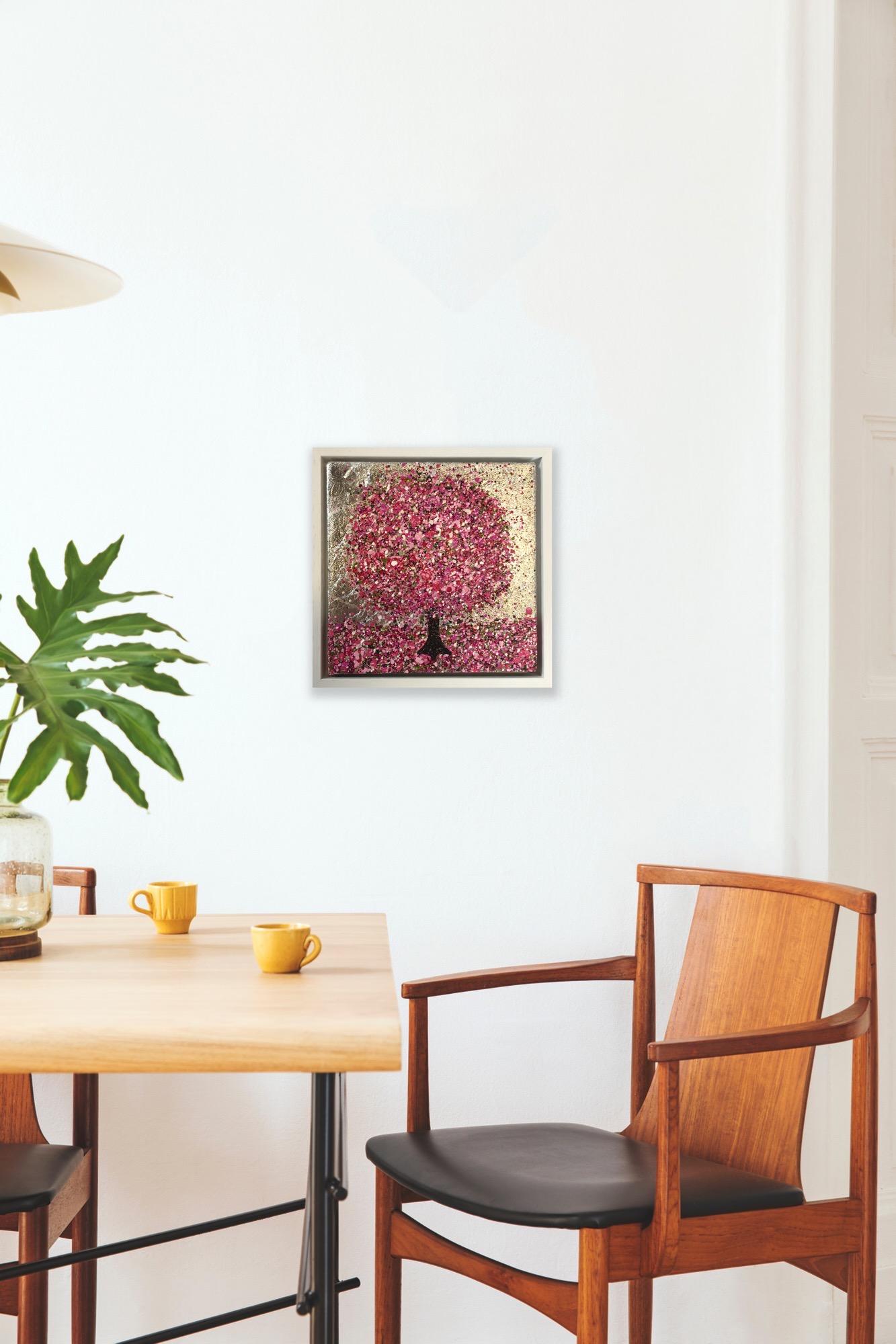 Feliz primavera, Pintura original, Paisaje, Arte azul, Arte textural en venta 5
