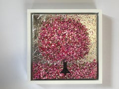 Happy Springtime, Original painting, Landscape, Blue Art, Textural art