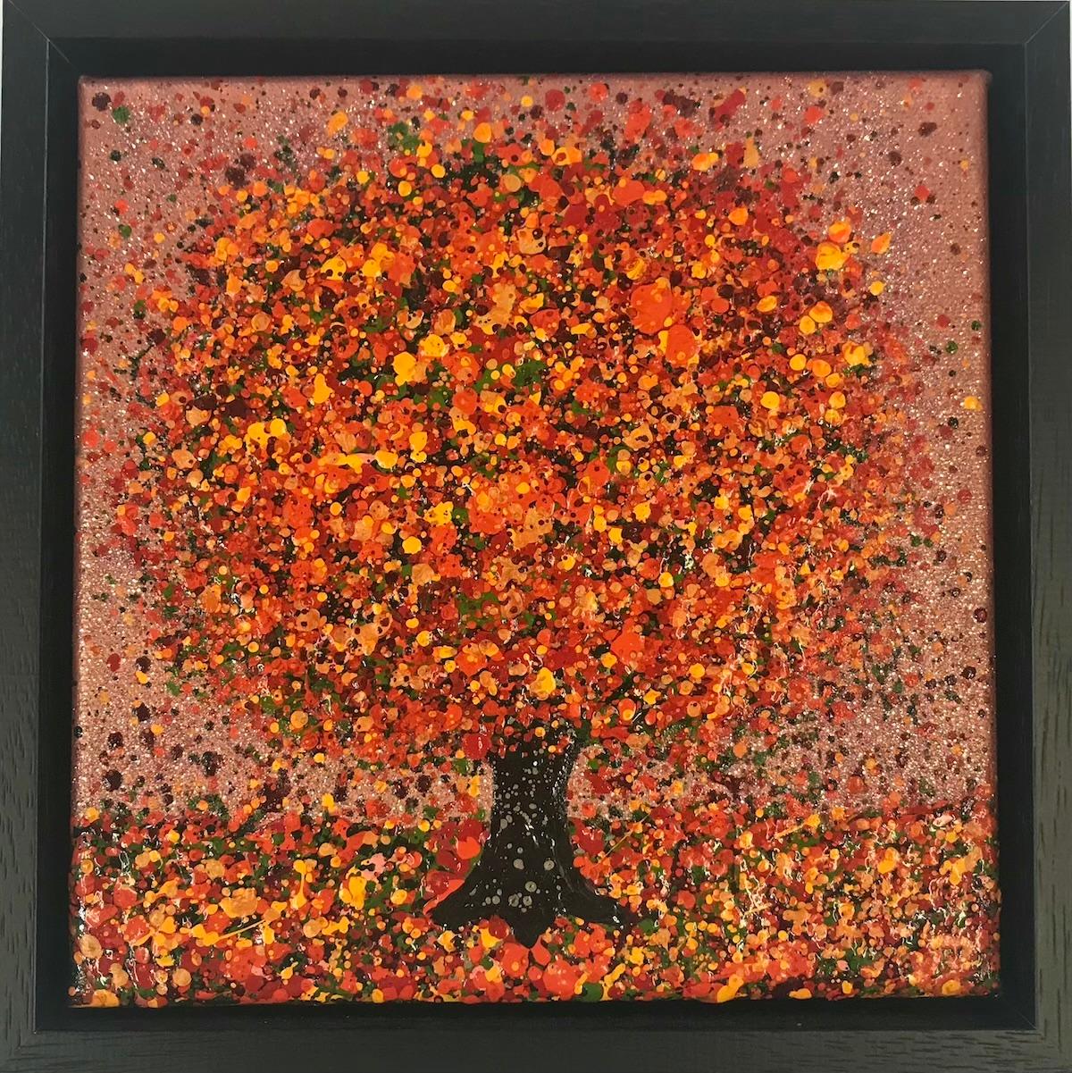 Little Autumn Glitter by Nicky Chubb [2022]
original and hand signed by the artist 
Acrylic and Glitter on Canvas
Image size: H:20 cm x W:20 cm
Complete Size of Unframed Work: H:20 cm x W:20 cm x D:2.5cm
Frame Size: H:23 cm x W:23 cm x D:3.5cm
Sold