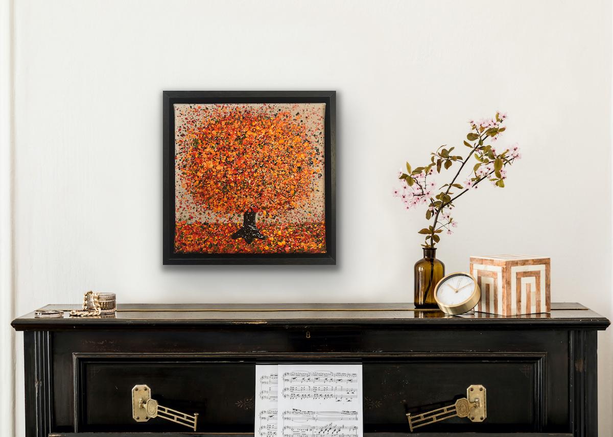 Pequeño otoño sobre lino con acrílico sobre lienzo, pintura de Nicky Chubb en venta 1