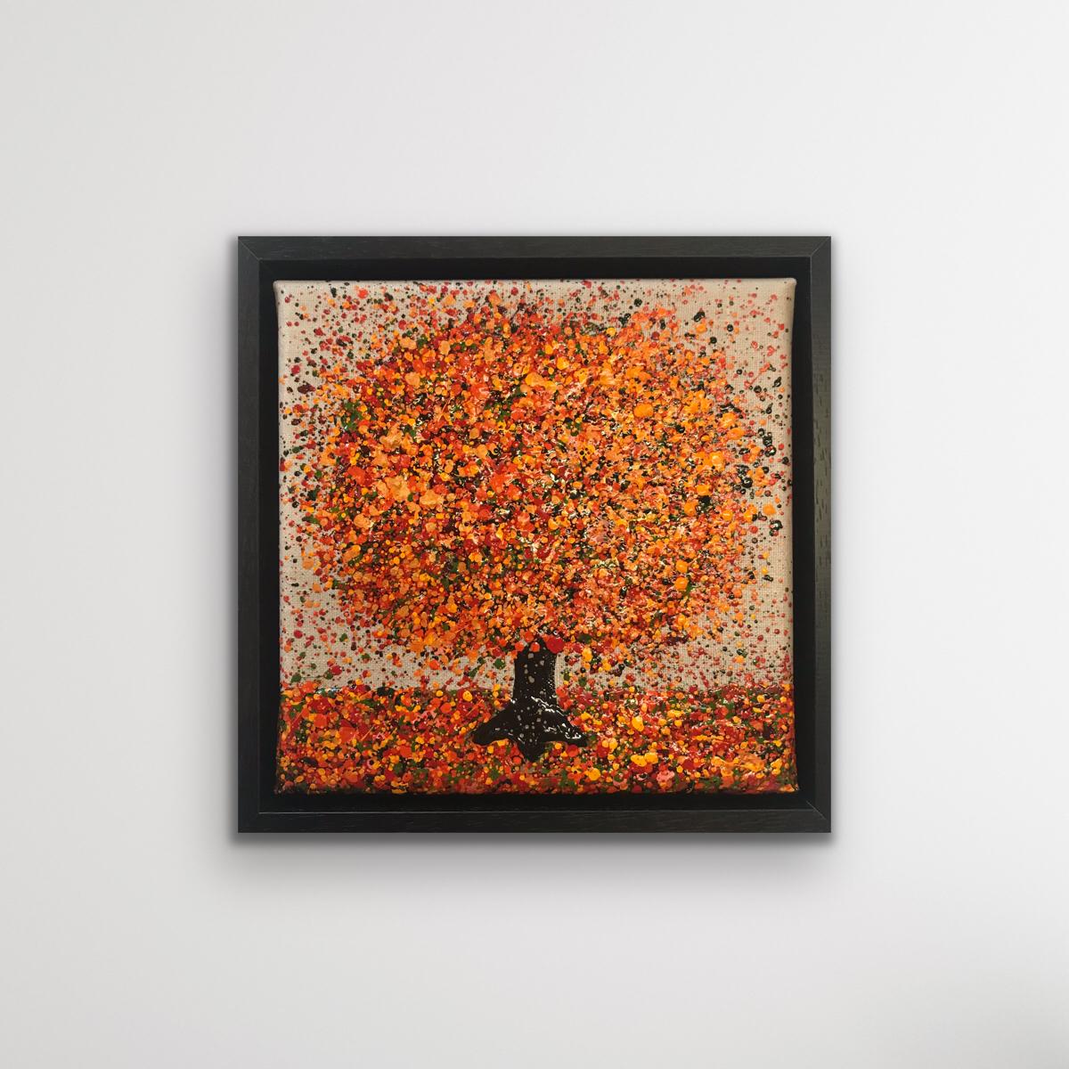 Pequeño otoño sobre lino con acrílico sobre lienzo, pintura de Nicky Chubb en venta 2