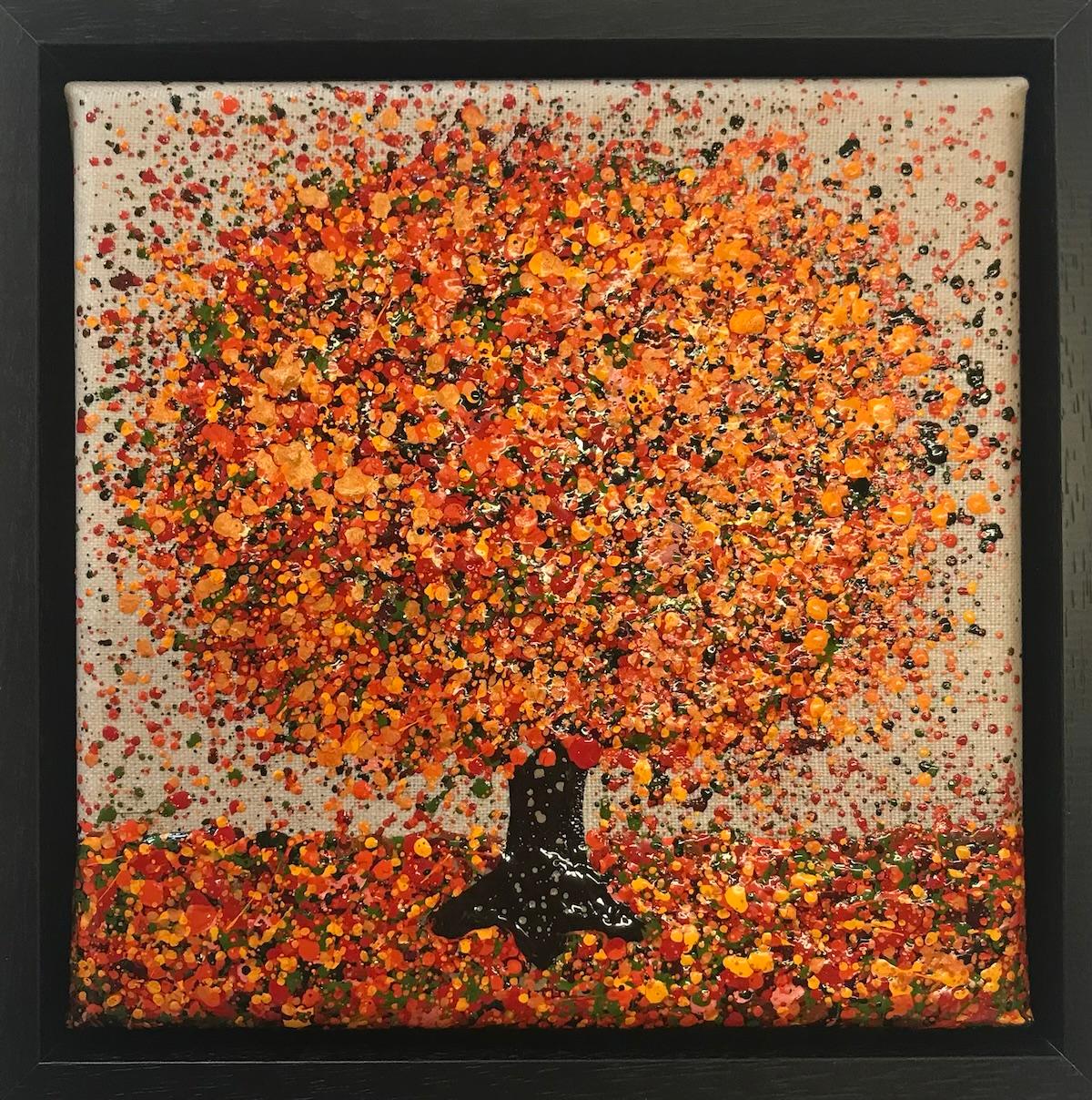 Petite automne sur lin avec acrylique sur toile, peinture de Nicky Chubb