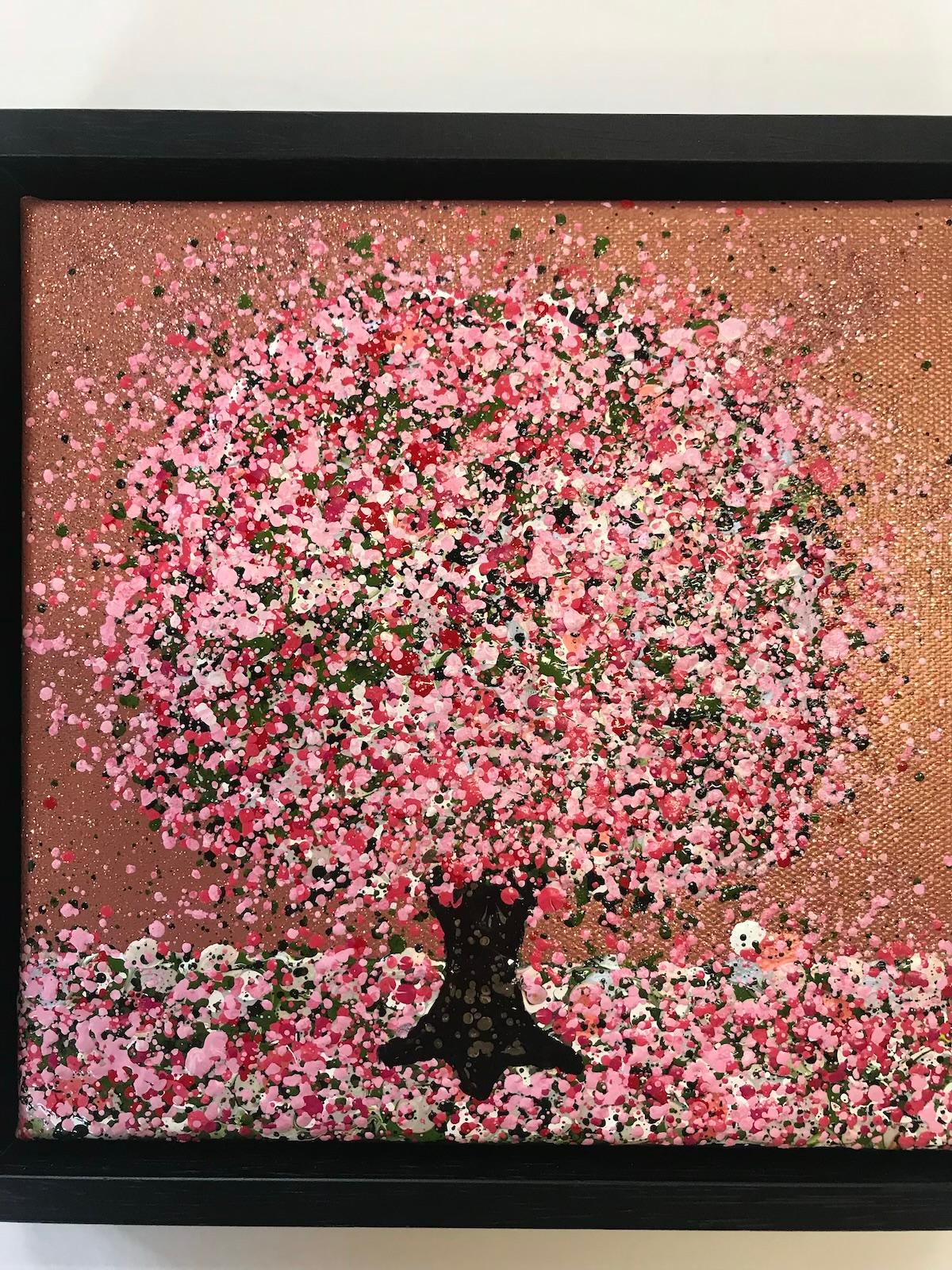 Little Cherry Glitter by Nicky Chubb, Miniature Tree Art, Contemporary Painting For Sale 3
