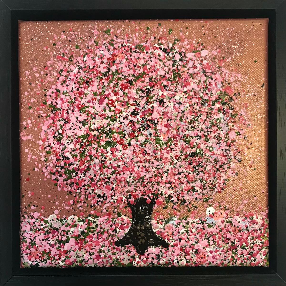 Petite paillette de cerisier par Nicky Chubb, art de l'arbre miniature, peinture contemporaine