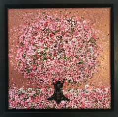 Little Cherry Glitter by Nicky Chubb, Miniature Tree Art, Contemporary Painting