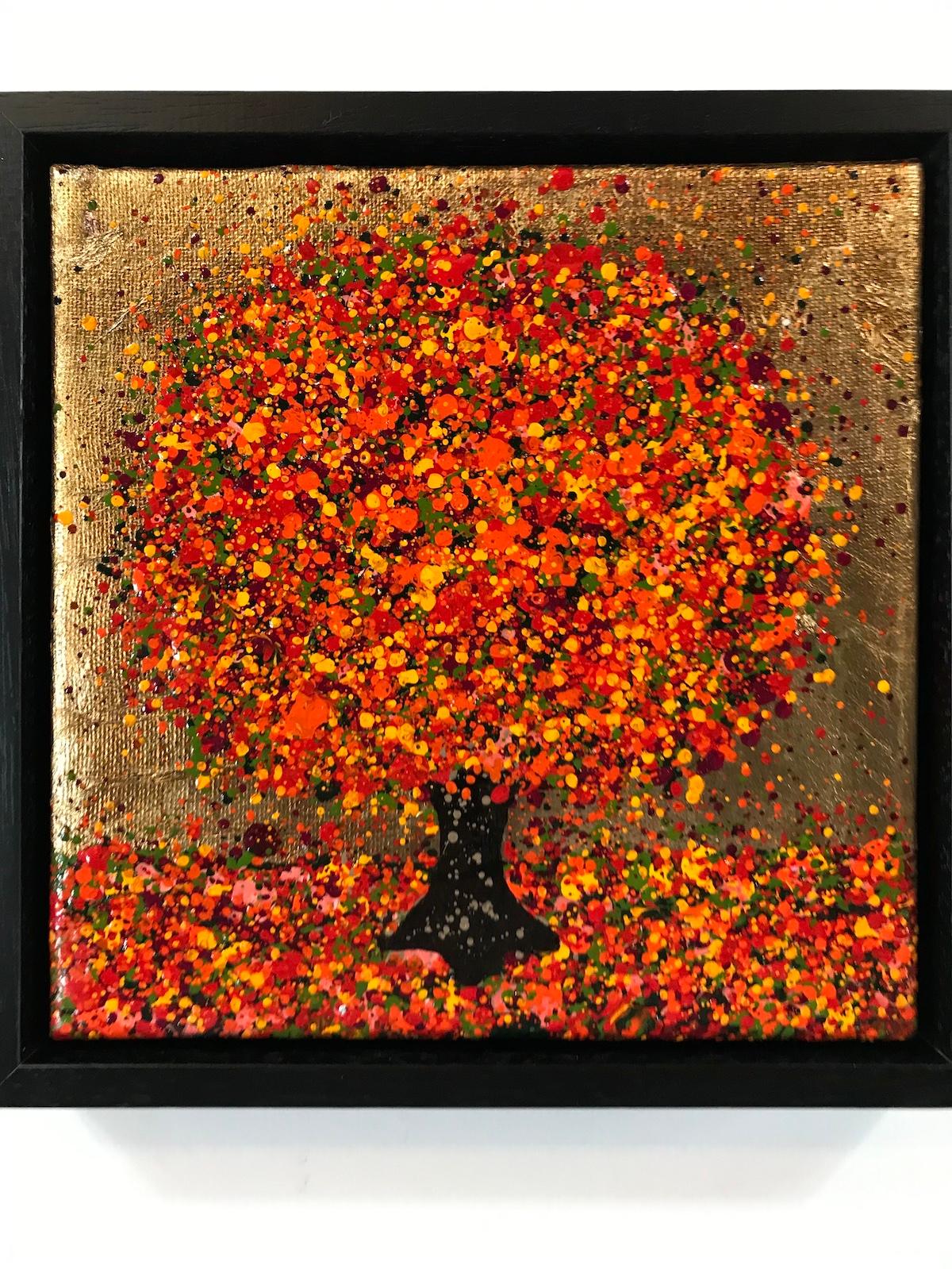Pequeño sol dorado de otoño por Nicky Chubb, Pintura original, Arte en pequeña escala en venta 5