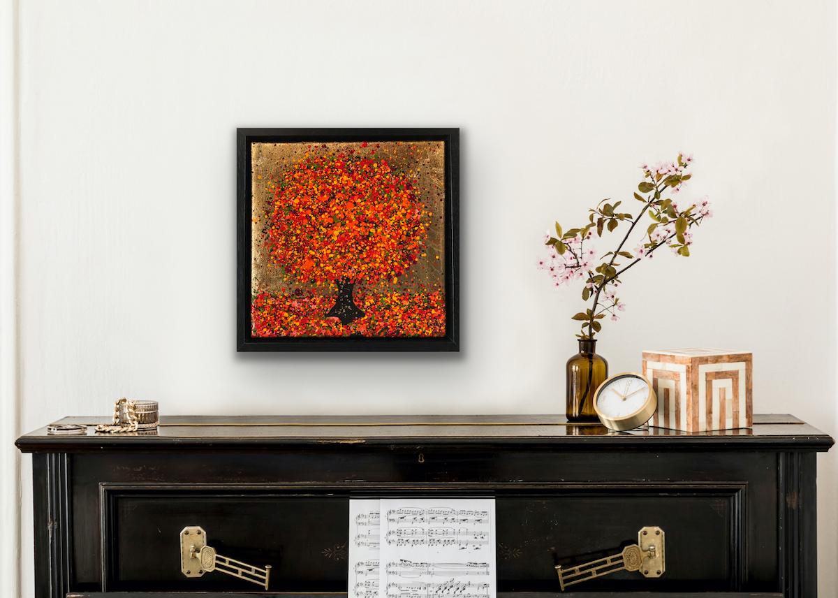 Little Golden Autumn Sunshine by Nicky Chubb, Original painting, Small scale art For Sale 5