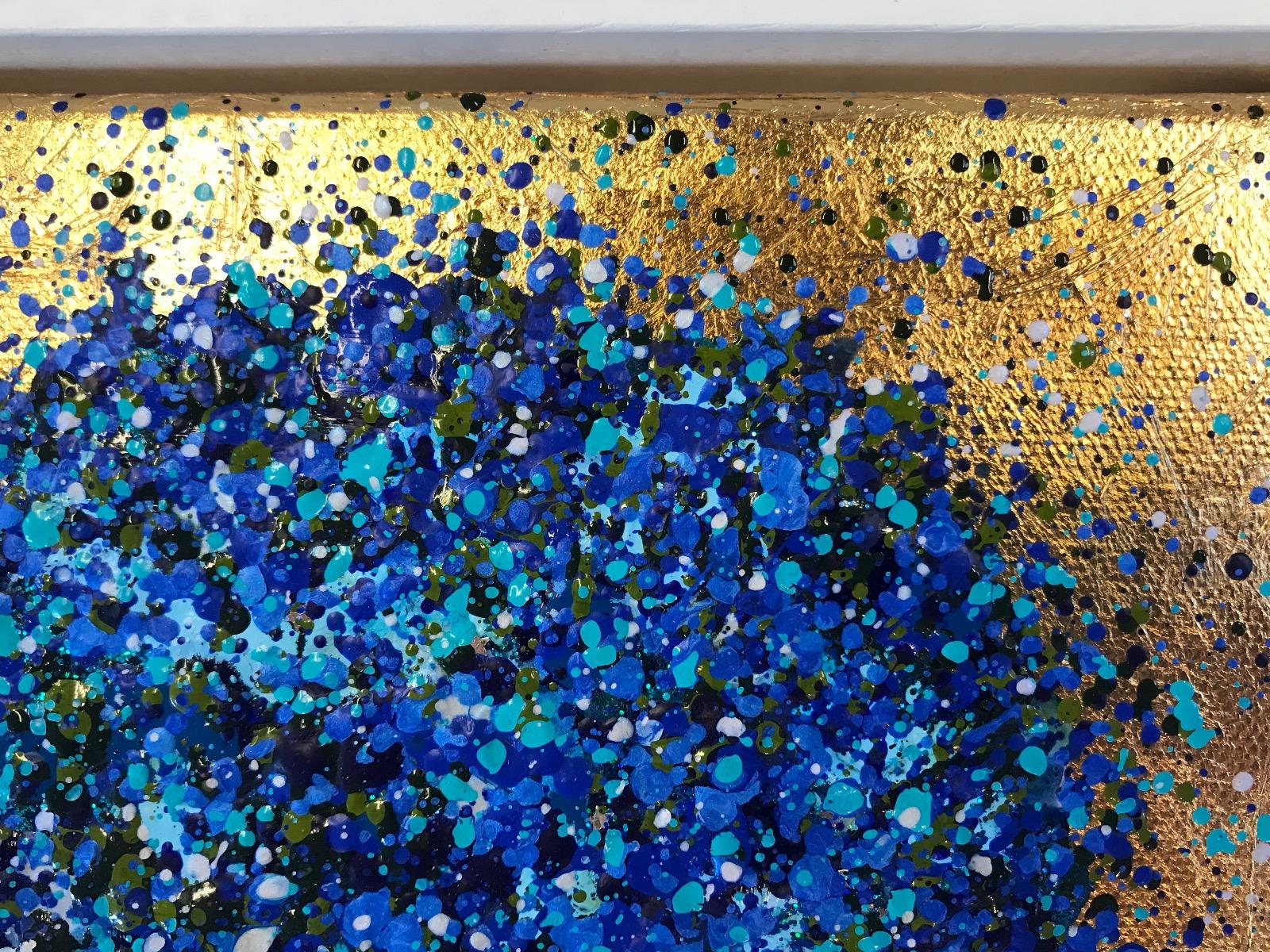 Pequeño árbol zafiro, Pintura original, Paisaje, Arte azul, Arte textural 3