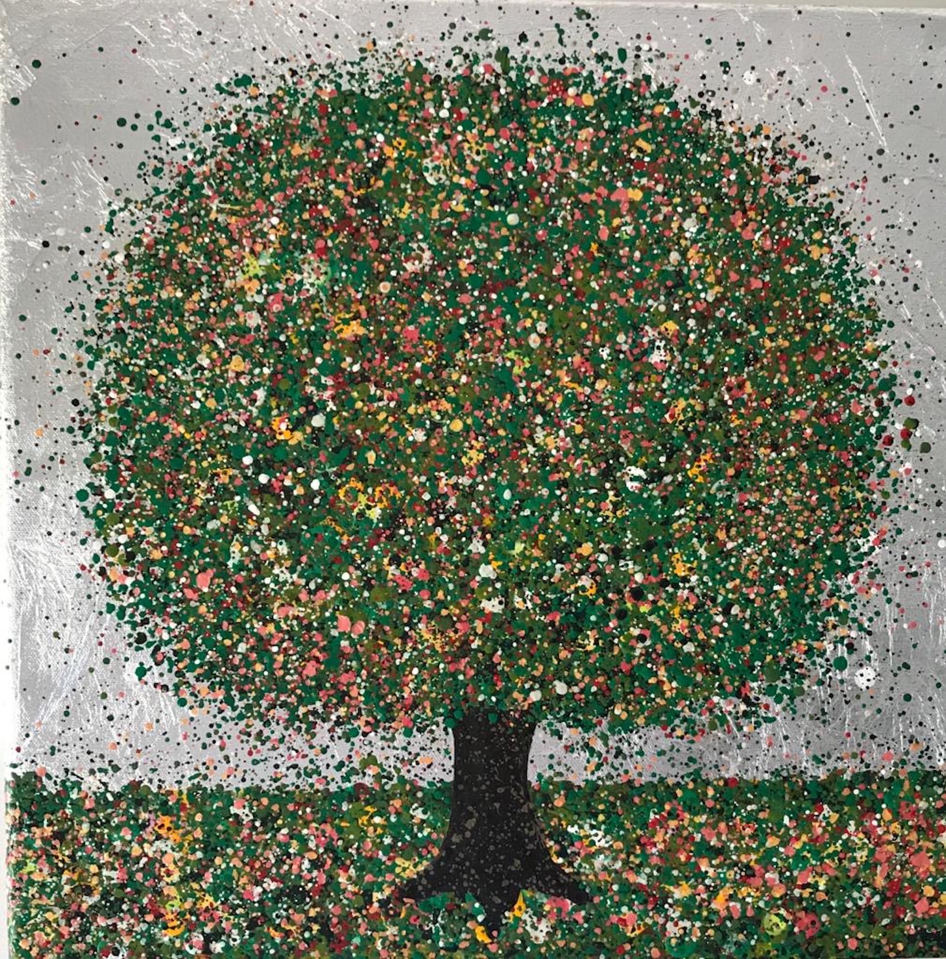 Nicky Chubb, Magnifique journée d'été en argent, peinture d'arbre originale, Pop Art