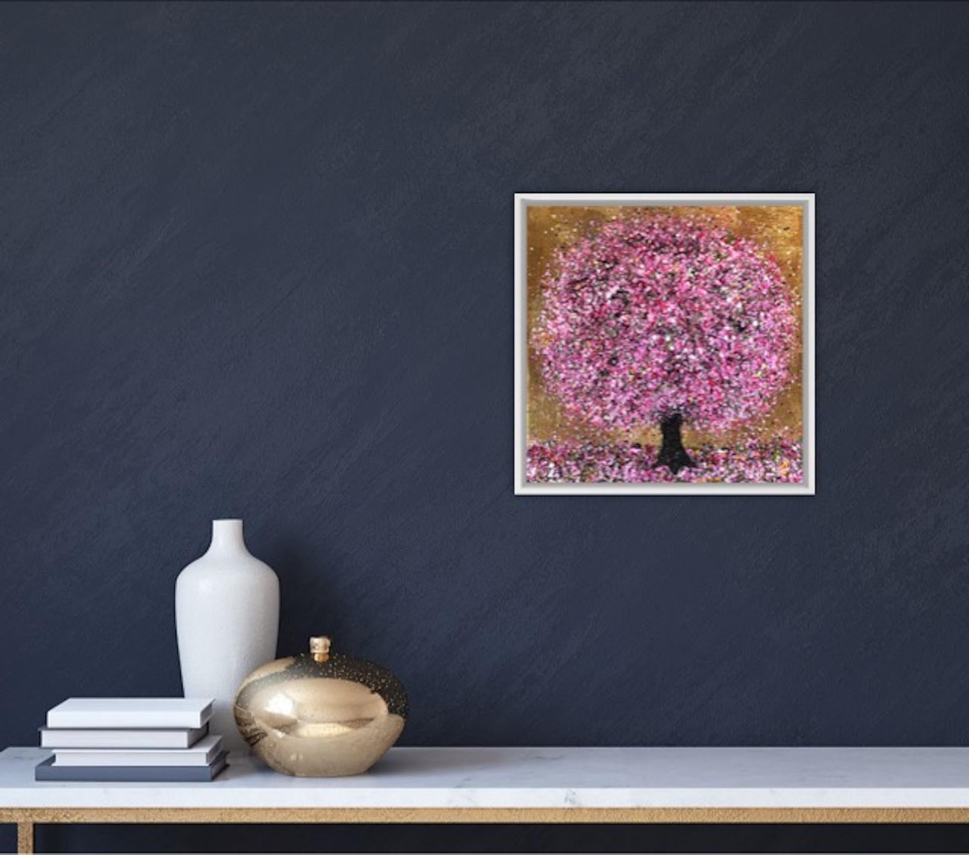 Nicky Chubb
Happy Pink
Original Landscape Painting
Acrylic Paint and Gold Leaf on Canvas
Canvas Size: H 30cm x W 30cm x D 4cm
Sold Unframed
Free Shipping

Happy Pink is an original painting by Nicky Chubb. The bright pink works with the gold leaf