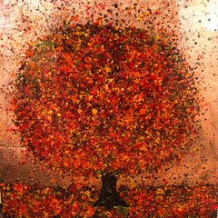 Nicky Chubb, Happy Red Autumn, Floral Art, Landscape Painting, Red Art