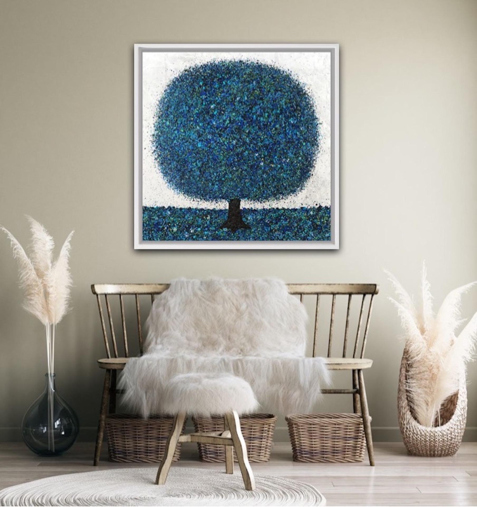 Nicky Chubb, Serene Blue, Original Pop Art Painting, Nature Art, Tree Painting 10