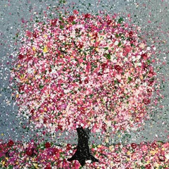 Nicky Chubb, Swirling Blossom Storm, Original Art, Tree Painting, Pink Painting 