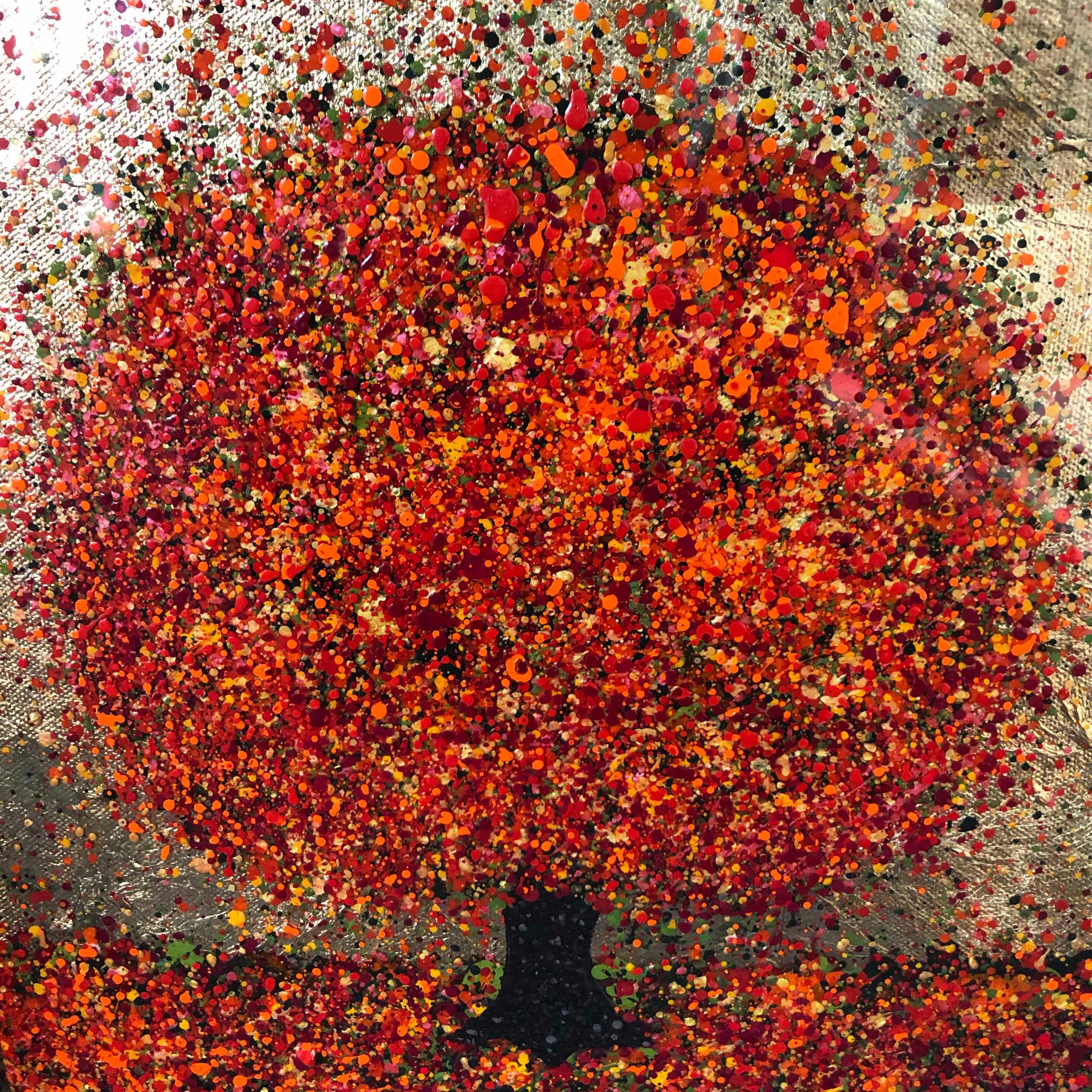 Nicky Chubb
Tumbling Autumn Colours
Original Landscape Painting
Acrylic Paint, Gold Leaf and Resin on Canvas
Canvas Size: H 30cm x W 30cm x D 4cm
Sold Unframed

Tumbling Autumn Colours is an original painting by Nicky Chubb. The gold background and