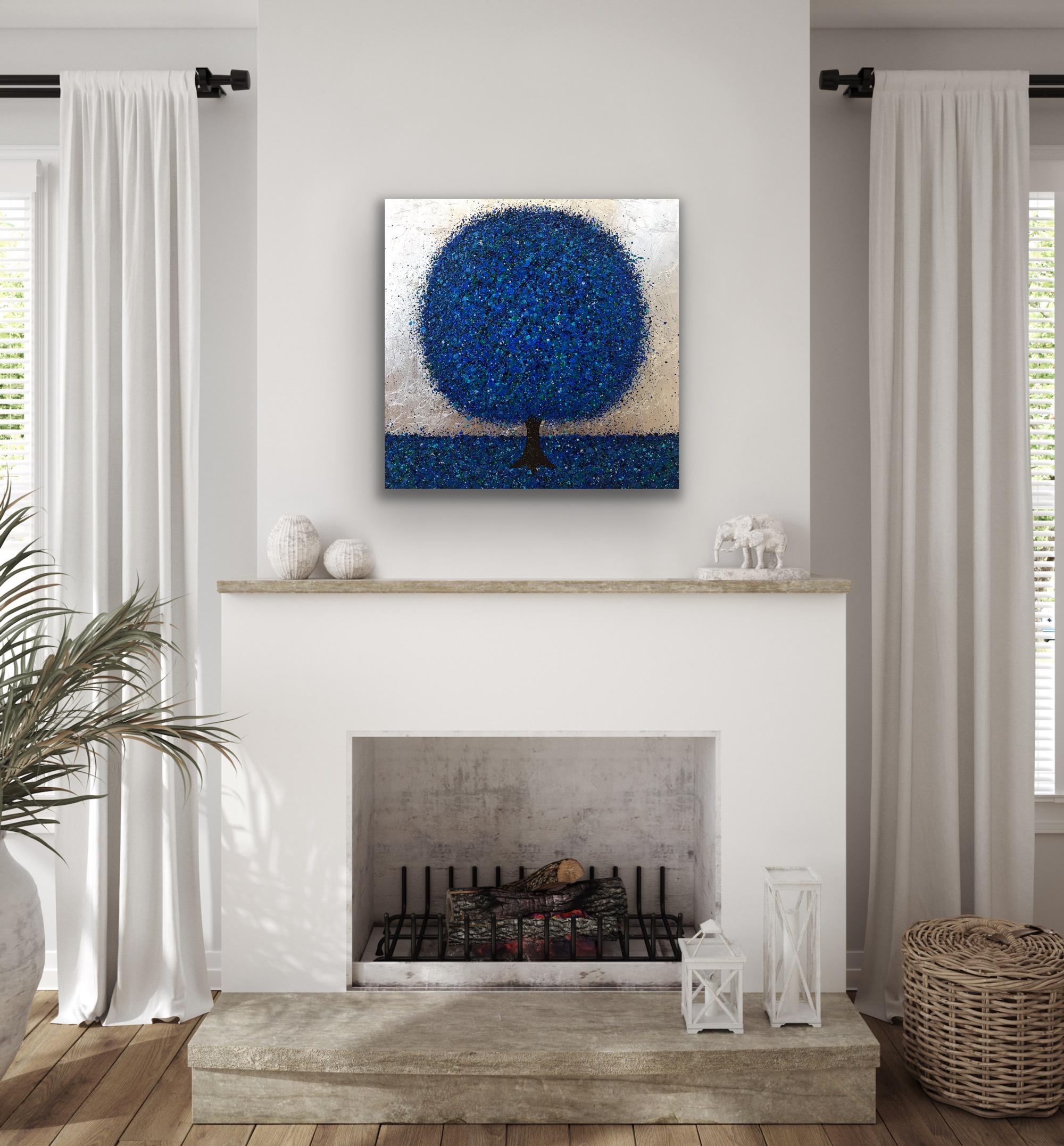Peinture originale « Serene Blue II », peinture de paysage, peinture d'arbre en vente 5