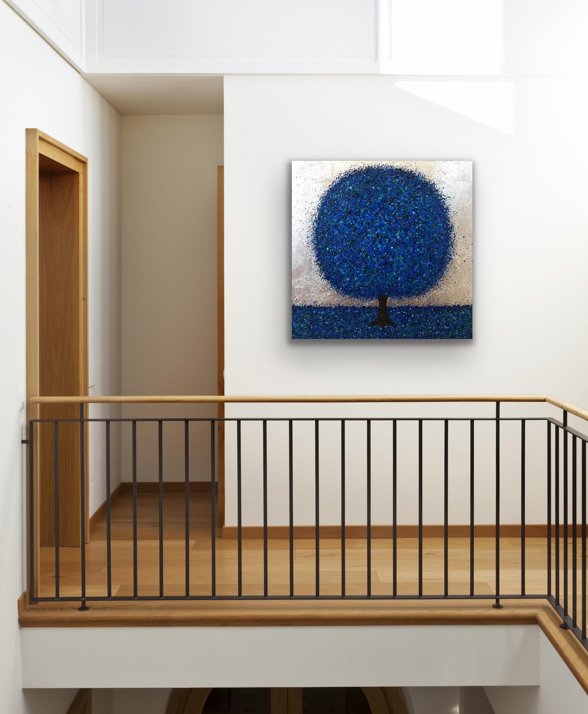 Peinture originale « Serene Blue II », peinture de paysage, peinture d'arbre en vente 4