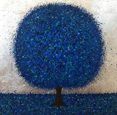 Serene Blue II, original painting, landscape art, tree painting