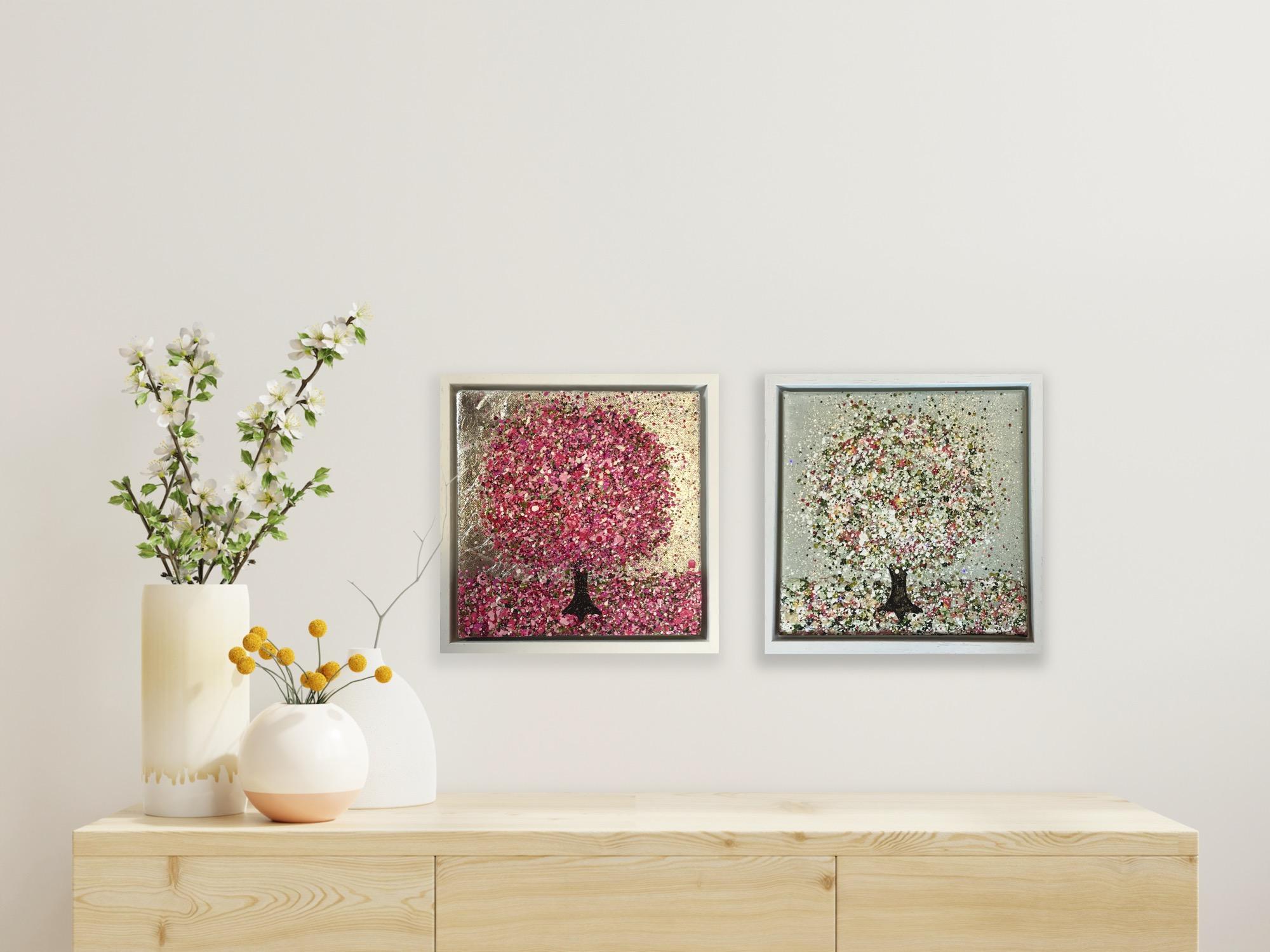 Díptico Flor resplandeciente y feliz primavera, Pintura original en venta 7