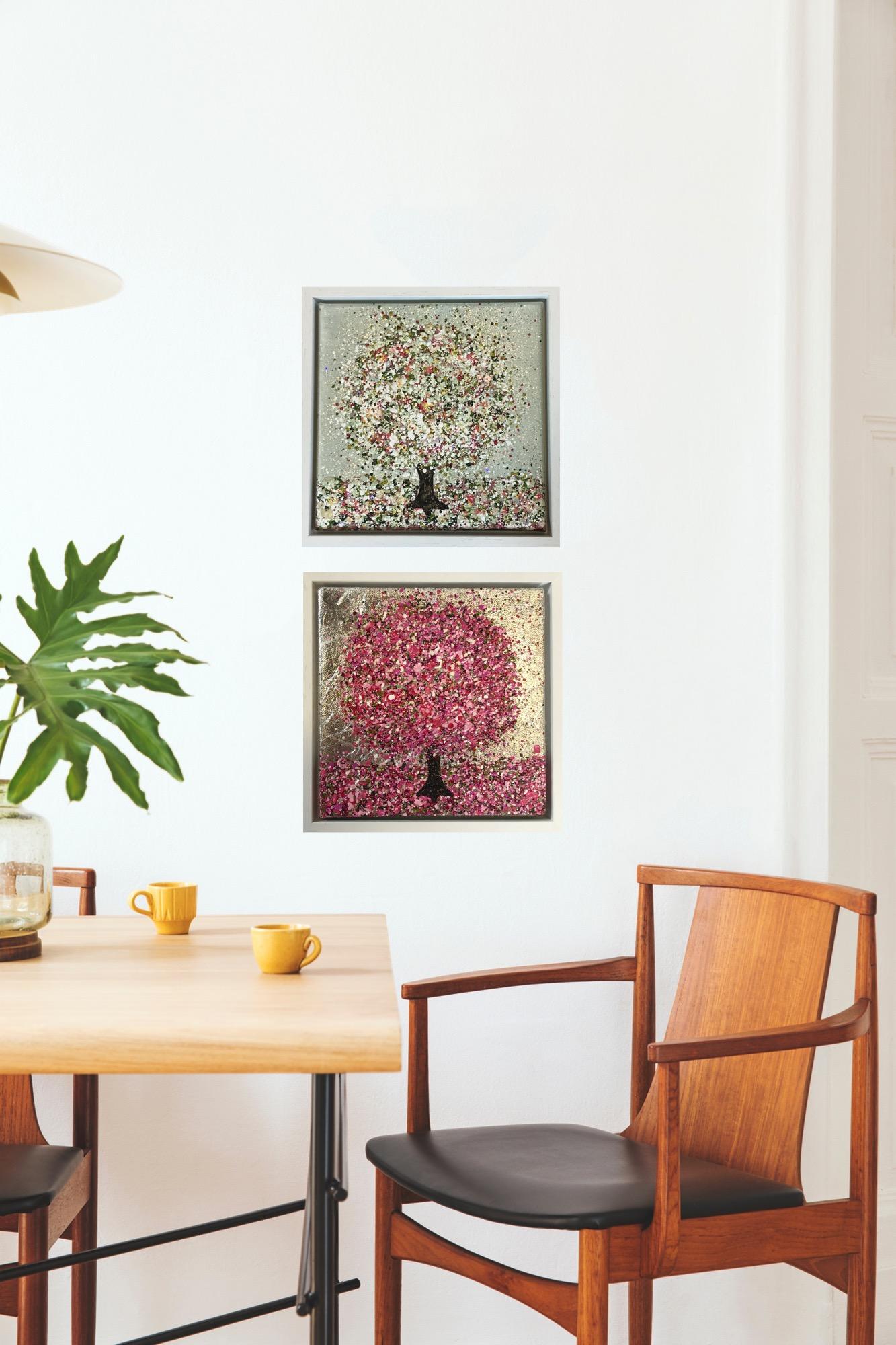 Díptico Flor resplandeciente y feliz primavera, Pintura original en venta 9